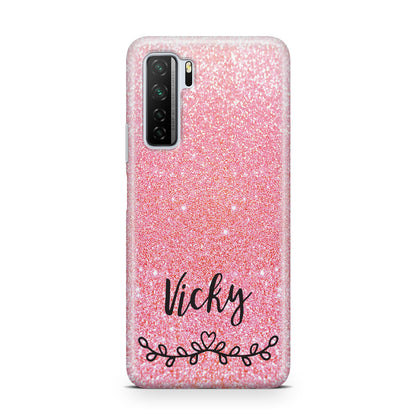 Pink Glitter with Custom Black Text Huawei P40 Lite 5G Phone Case