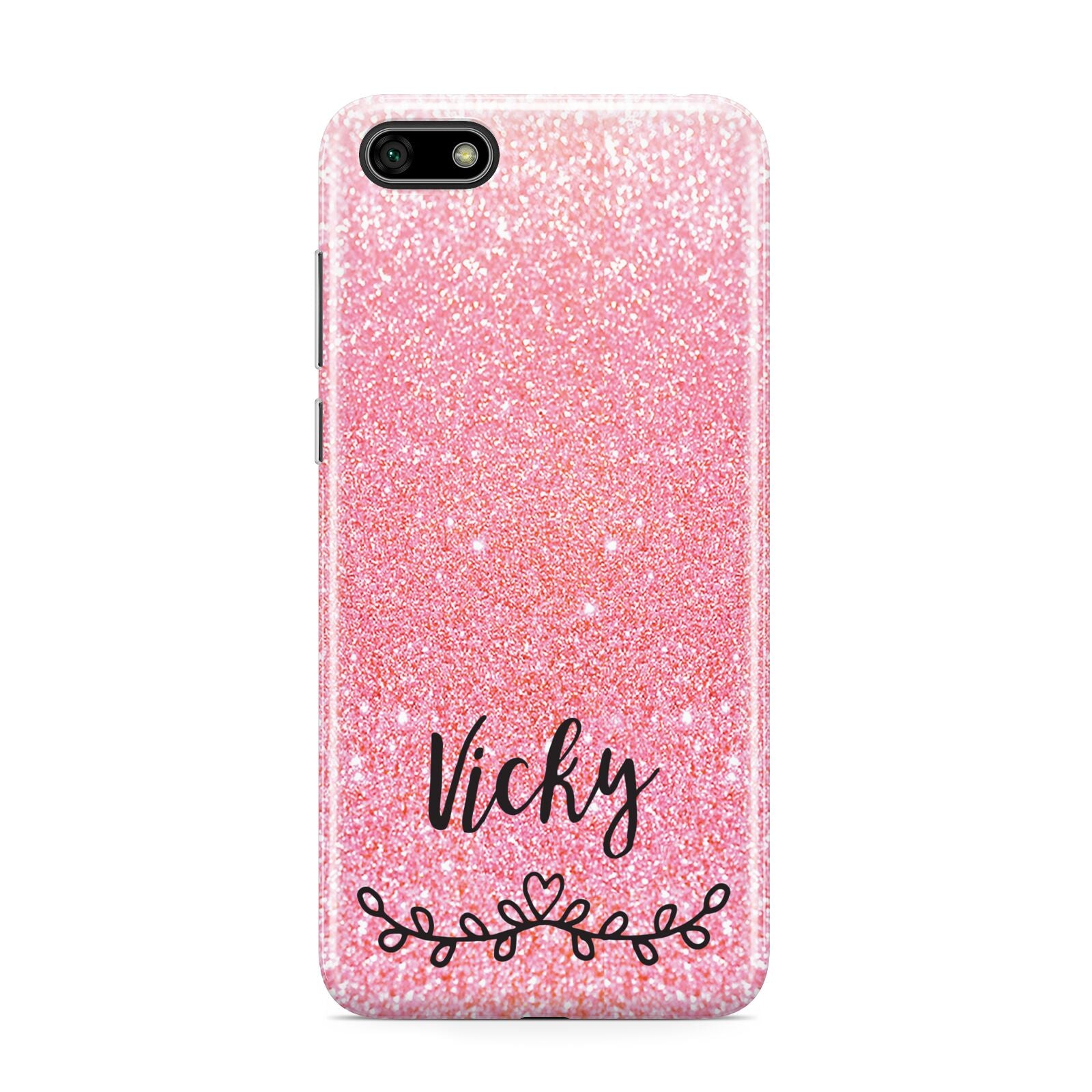 Pink Glitter with Custom Black Text Huawei Y5 Prime 2018 Phone Case