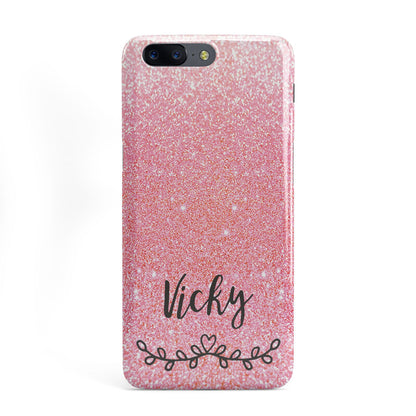 Pink Glitter with Custom Black Text OnePlus Case