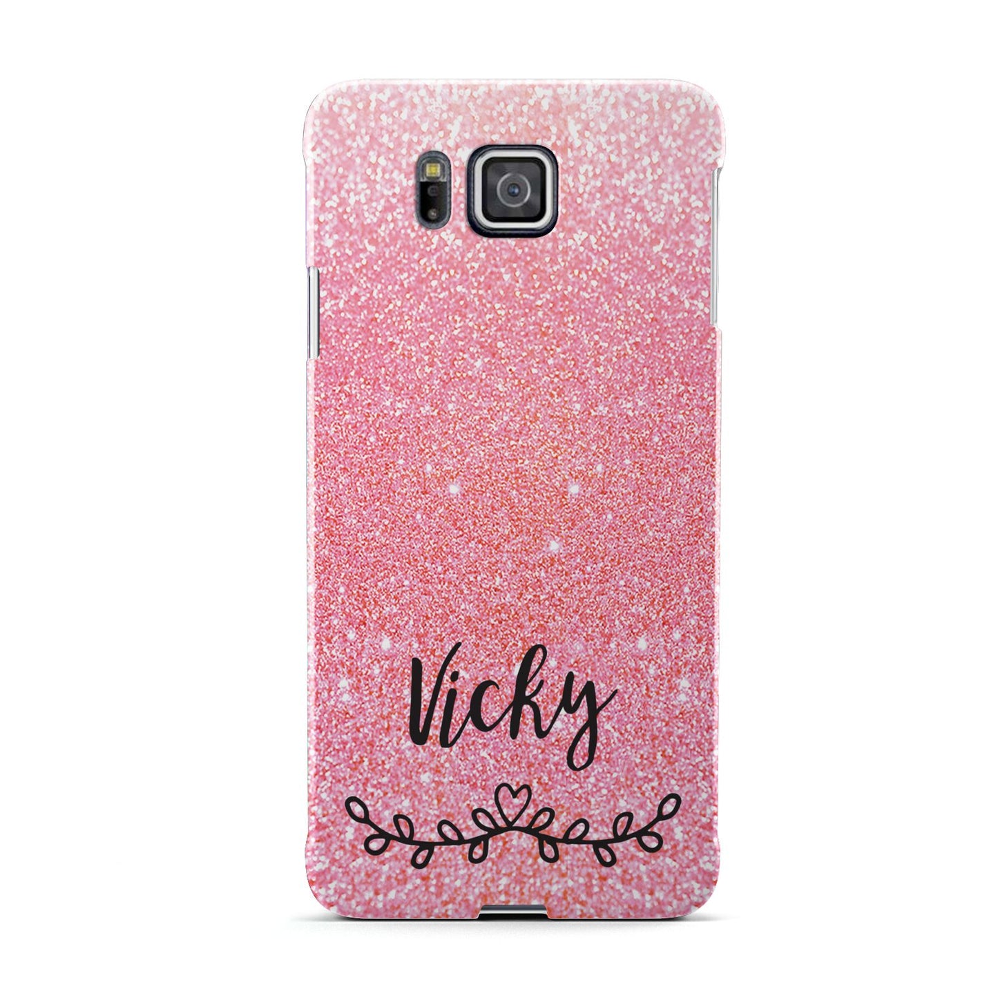 Pink Glitter with Custom Black Text Samsung Galaxy Alpha Case