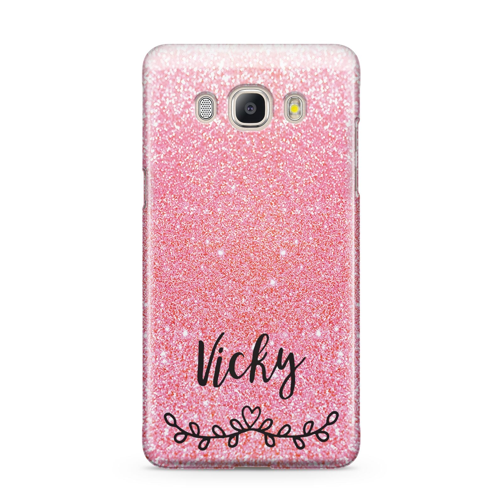 Pink Glitter with Custom Black Text Samsung Galaxy J5 2016 Case