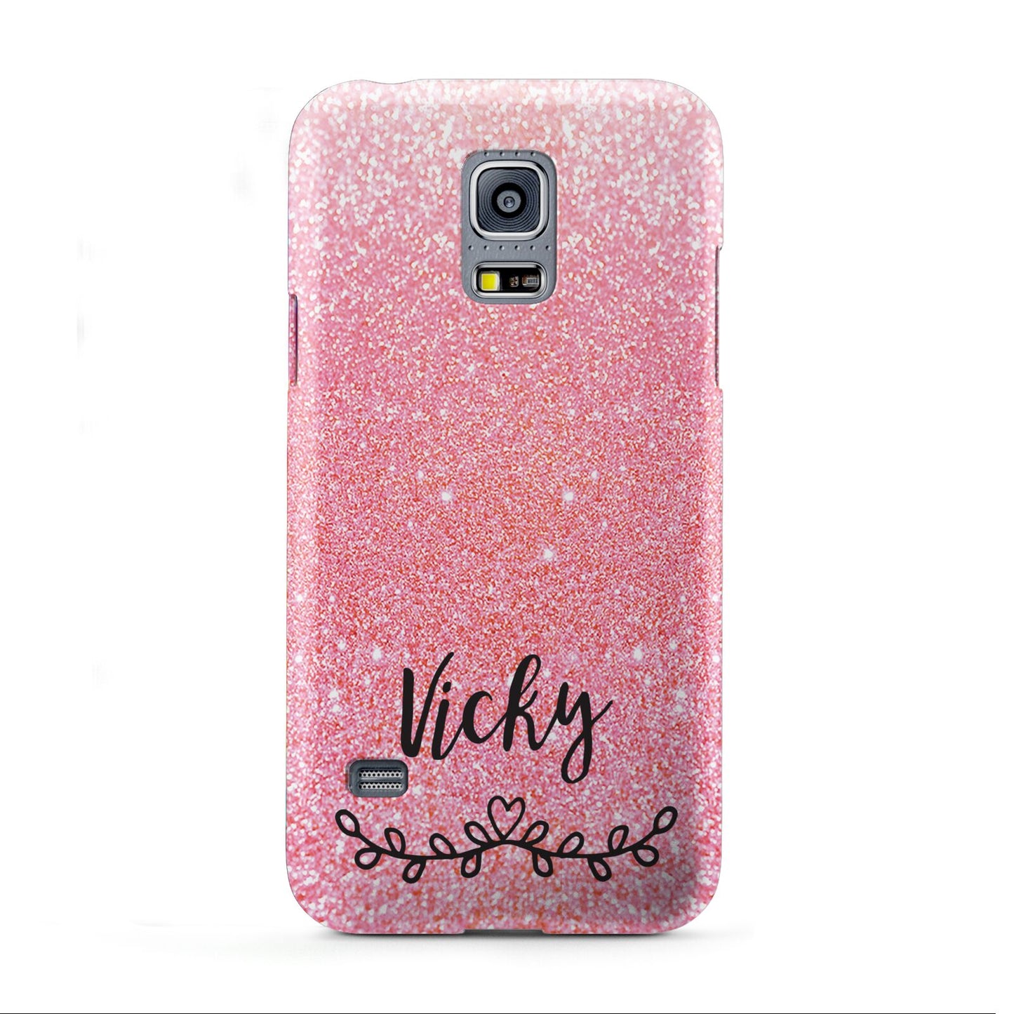 Pink Glitter with Custom Black Text Samsung Galaxy S5 Mini Case