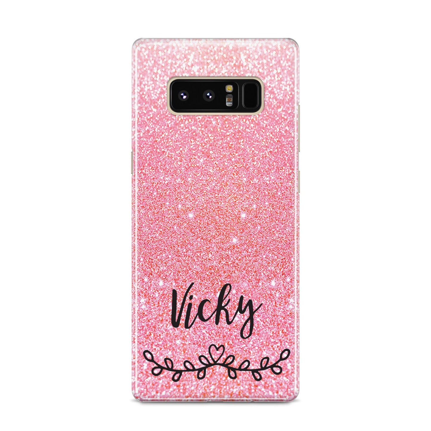 Pink Glitter with Custom Black Text Samsung Galaxy S8 Case