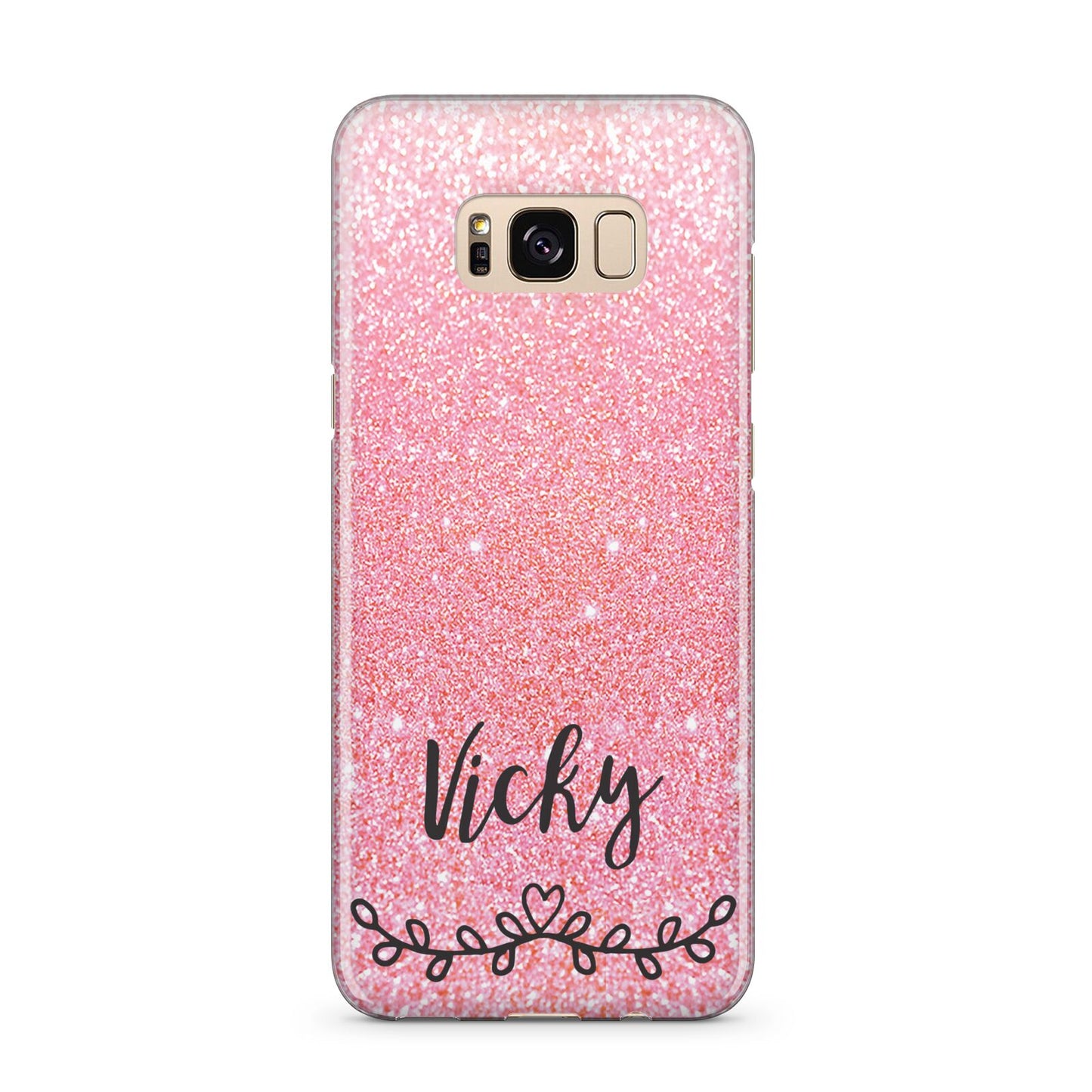 Pink Glitter with Custom Black Text Samsung Galaxy S8 Plus Case