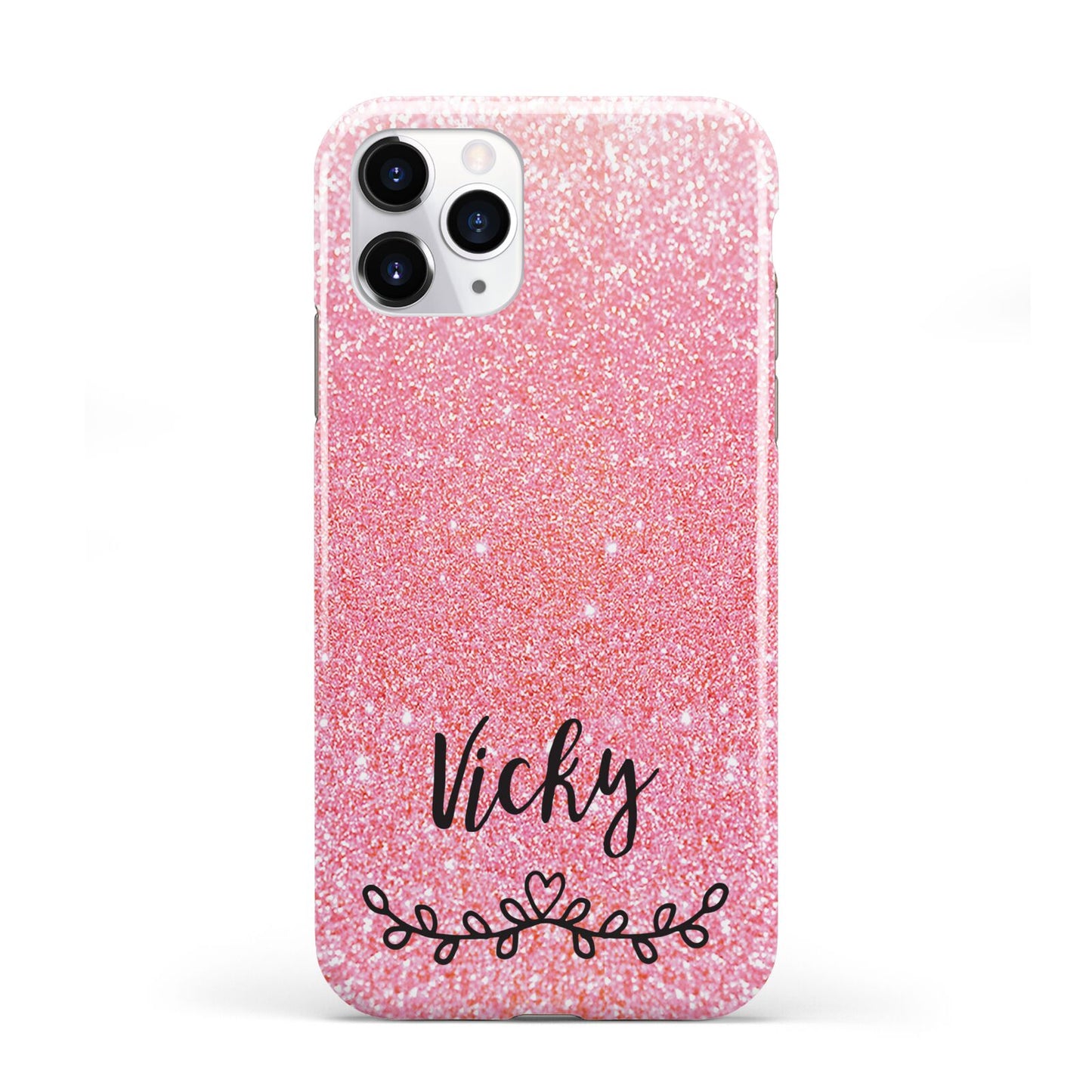 Pink Glitter with Custom Black Text iPhone 11 Pro 3D Tough Case