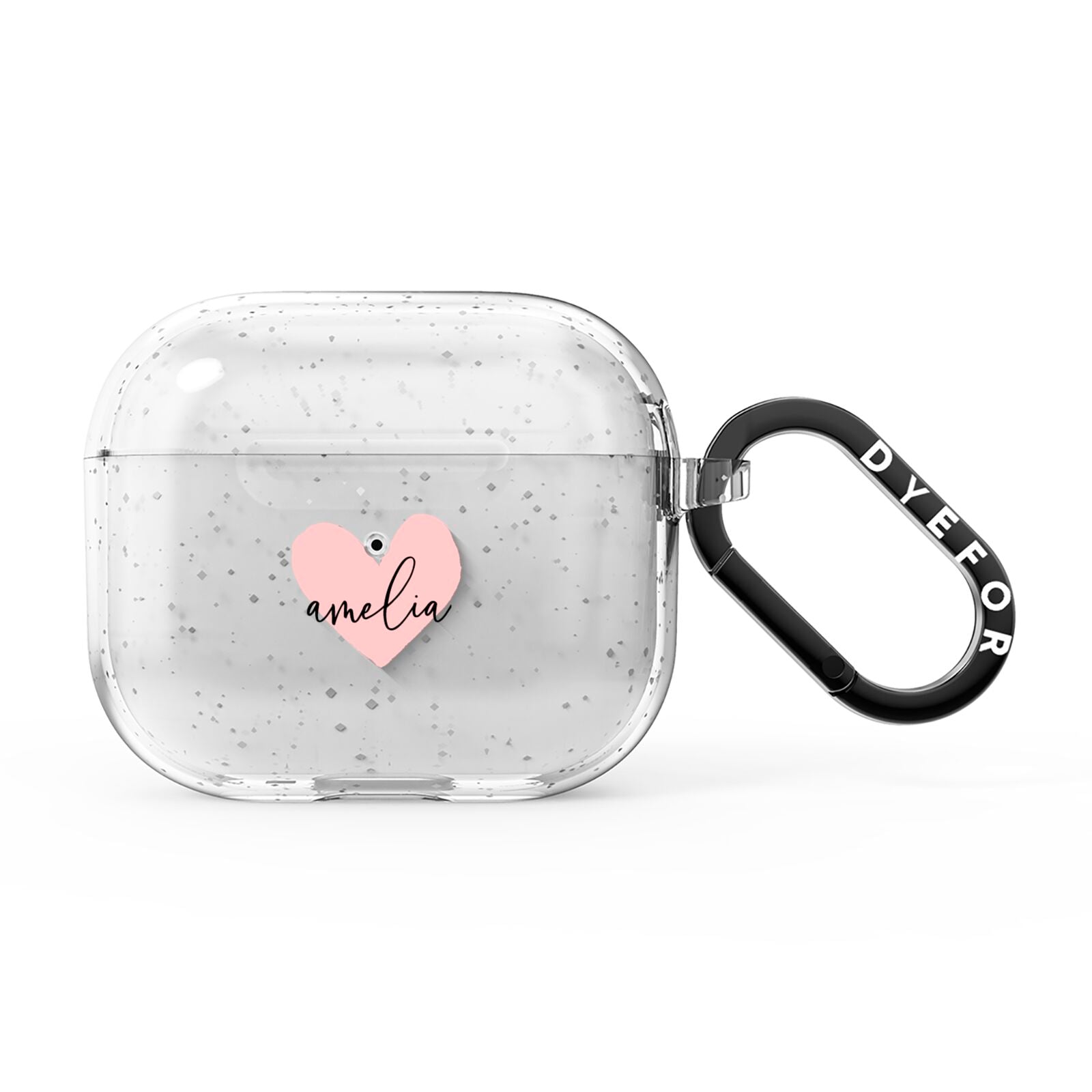 Pink Heart Sketch with Name AirPods Glitter Case 3rd Gen