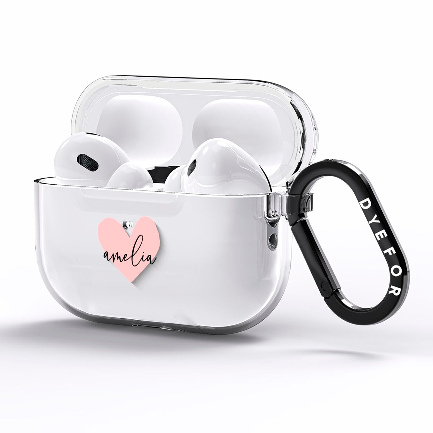 Pink Heart Sketch with Name AirPods Pro Clear Case Side Image