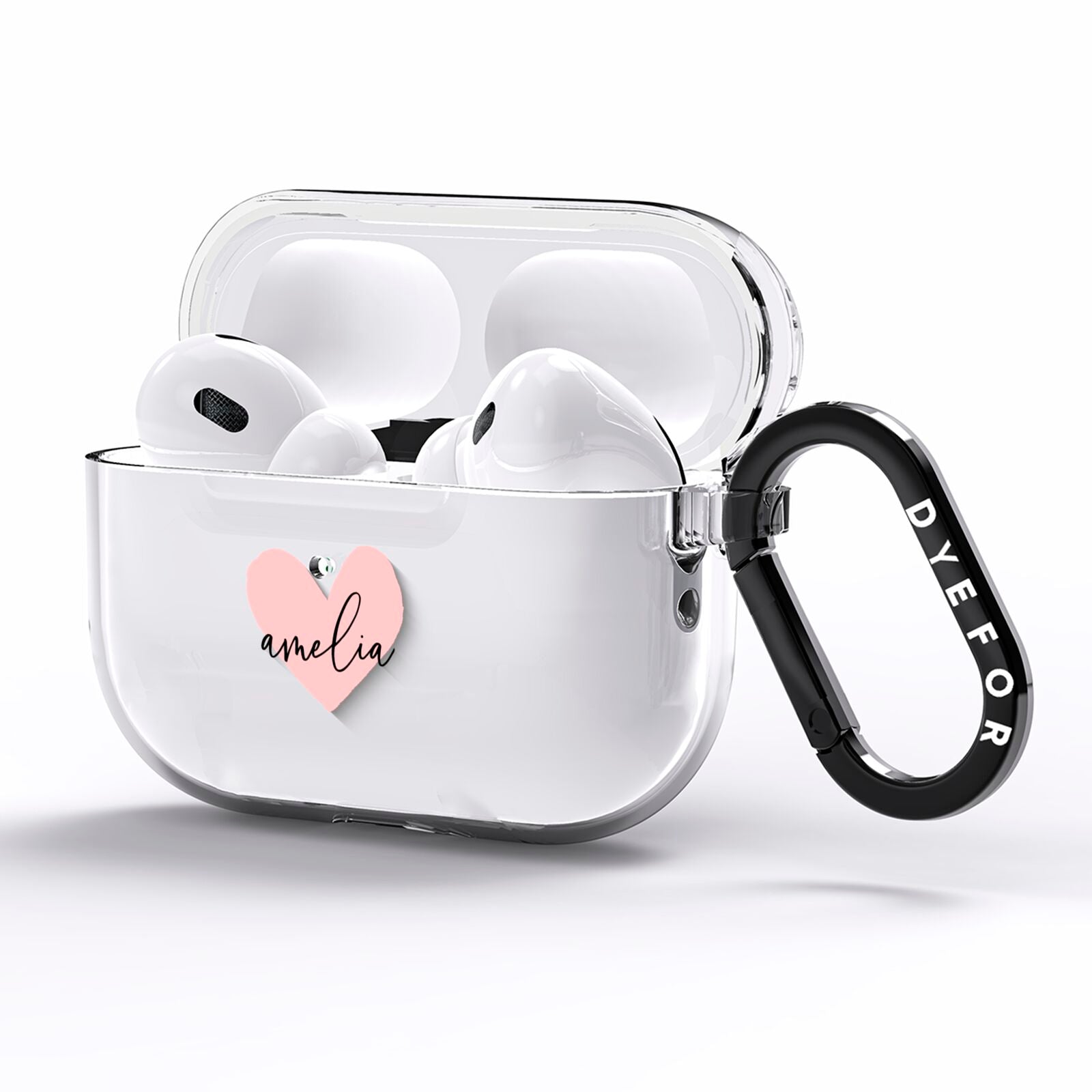 Pink Heart Sketch with Name AirPods Pro Clear Case Side Image