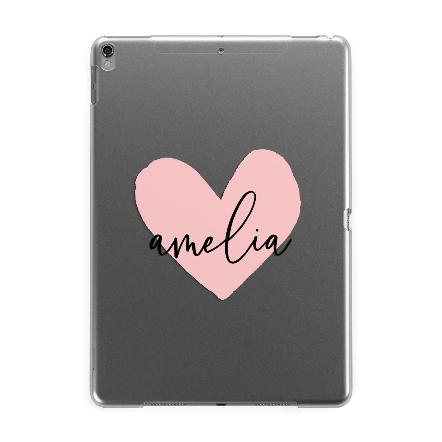 Pink Heart Sketch with Name Apple iPad Grey Case