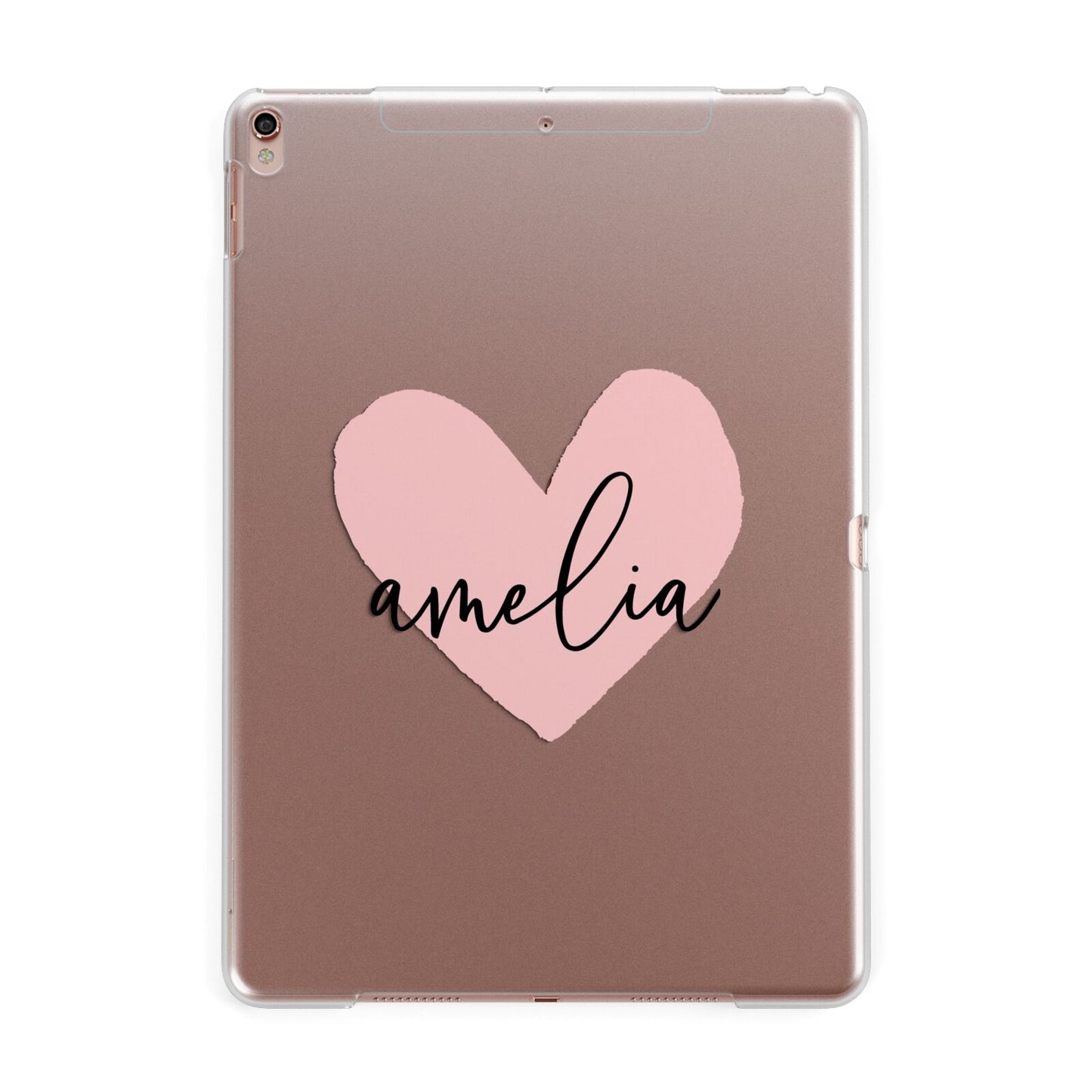 Pink Heart Sketch with Name Apple iPad Rose Gold Case