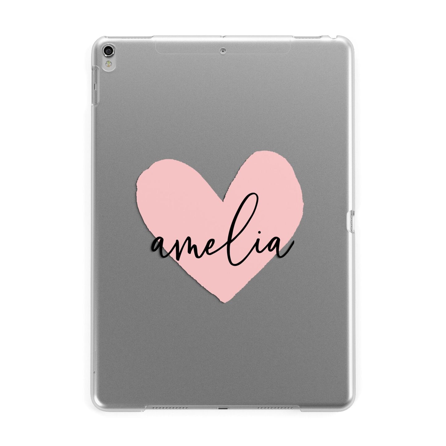 Pink Heart Sketch with Name Apple iPad Silver Case