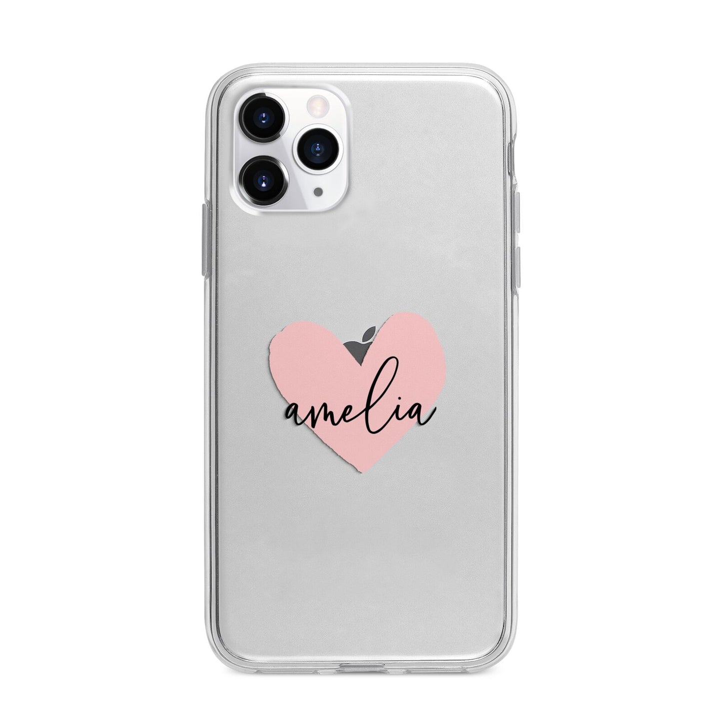 Pink Heart Sketch with Name Apple iPhone 11 Pro Max in Silver with Bumper Case