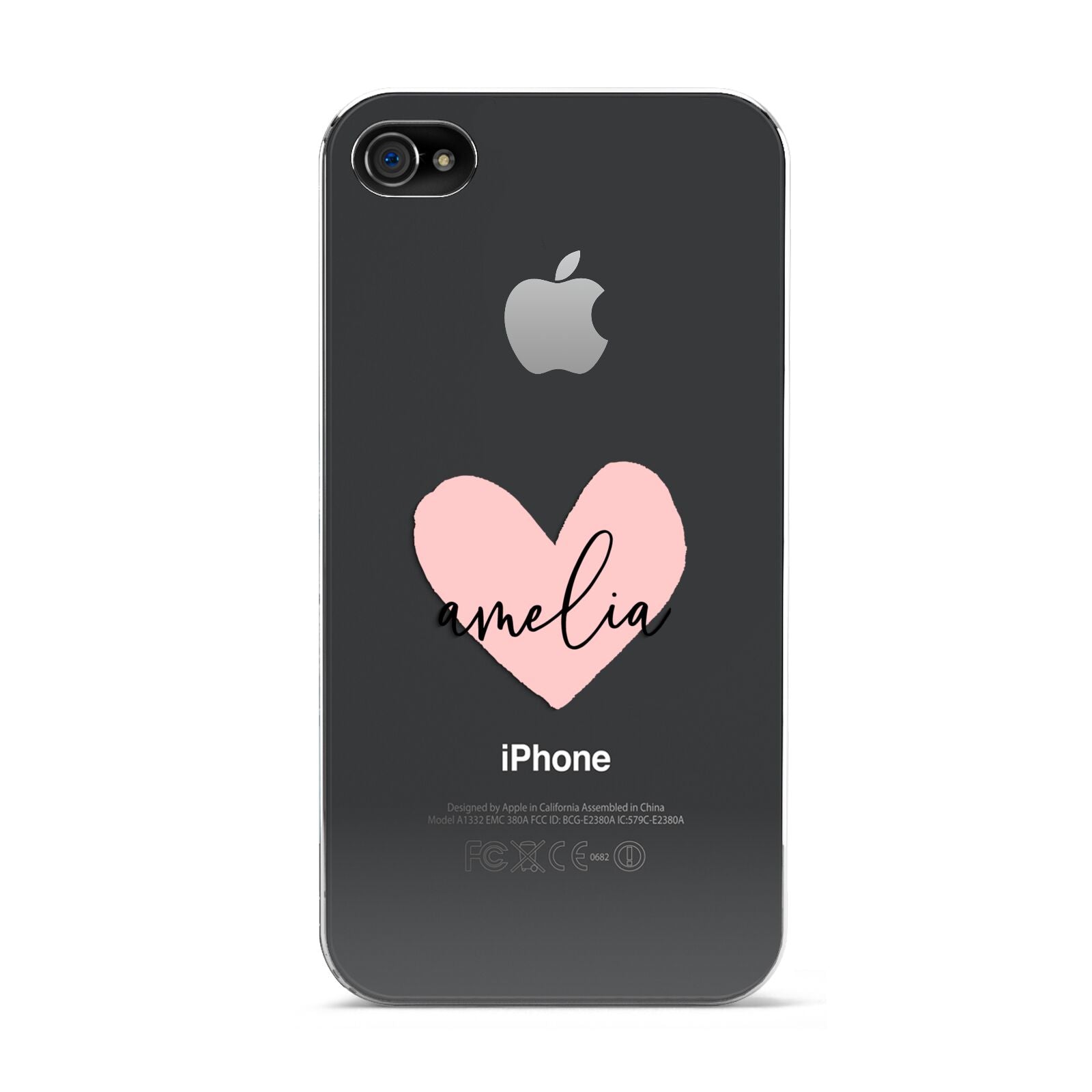 Pink Heart Sketch with Name Apple iPhone 4s Case