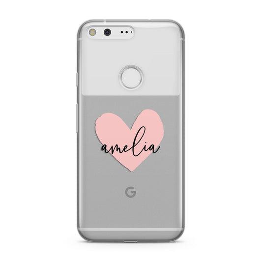 Pink Heart Sketch with Name Google Pixel Case