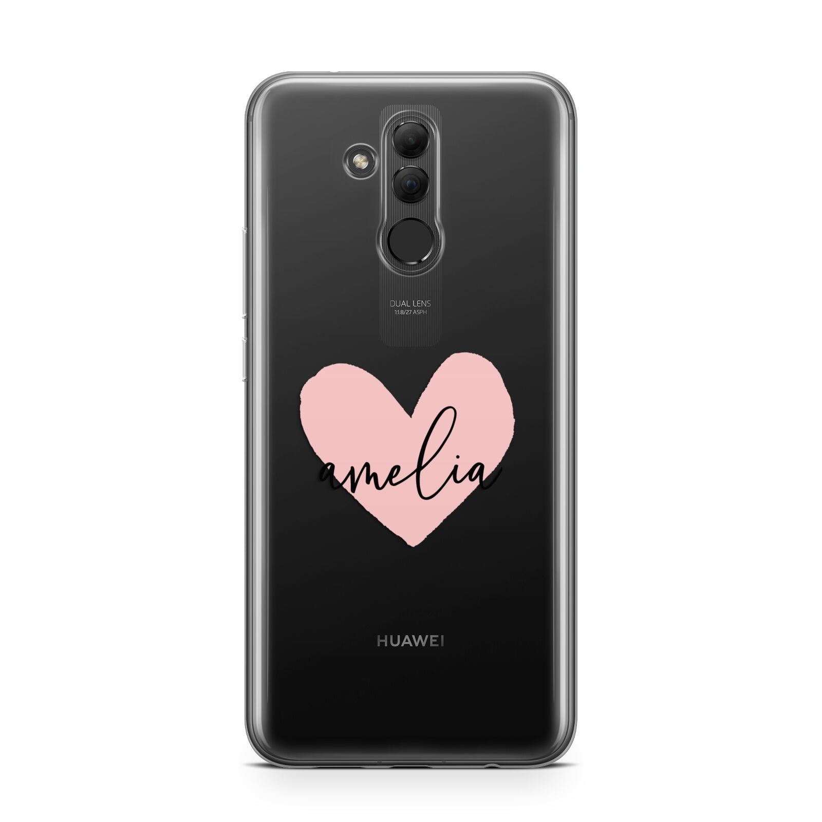 Pink Heart Sketch with Name Huawei Mate 20 Lite