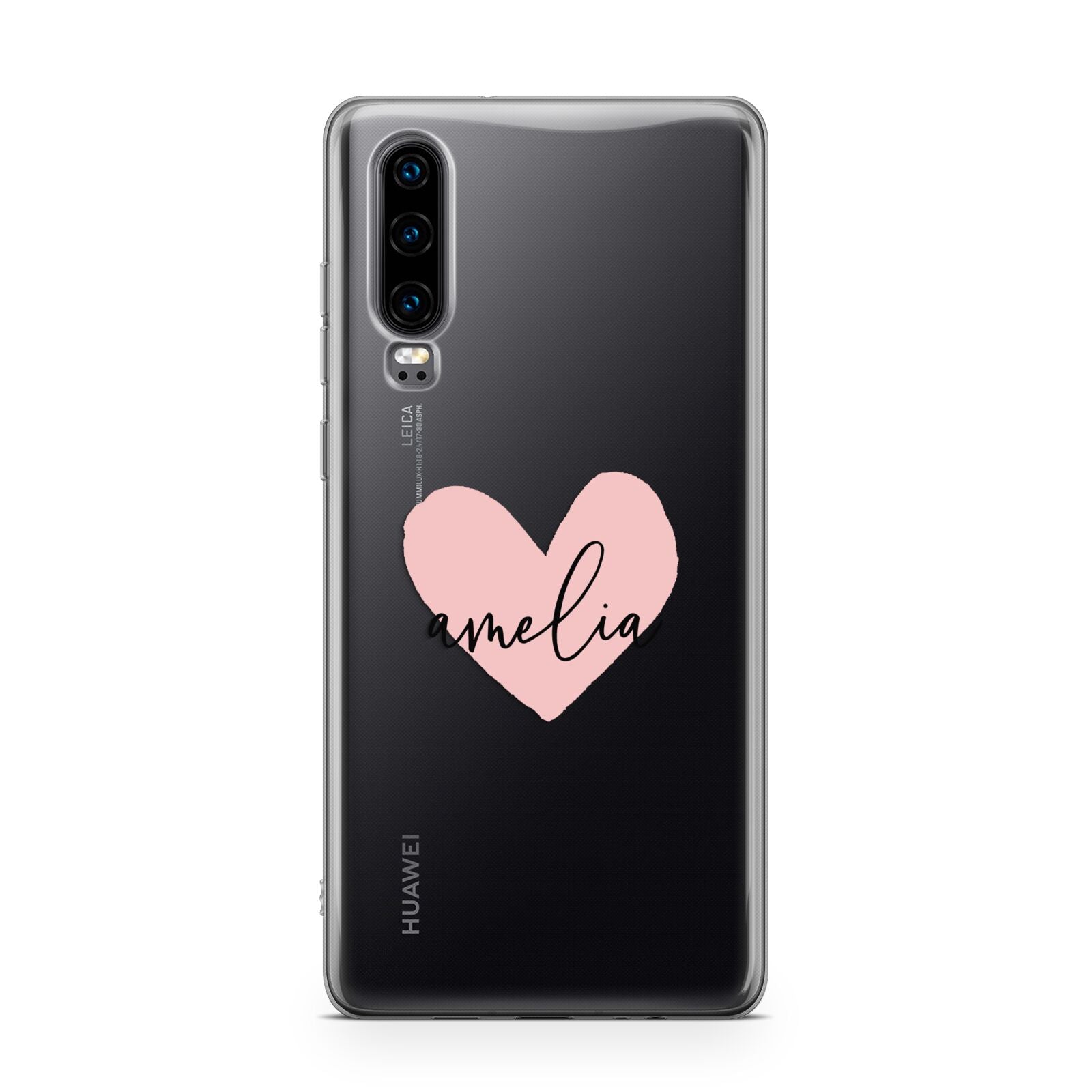 Pink Heart Sketch with Name Huawei P30 Phone Case