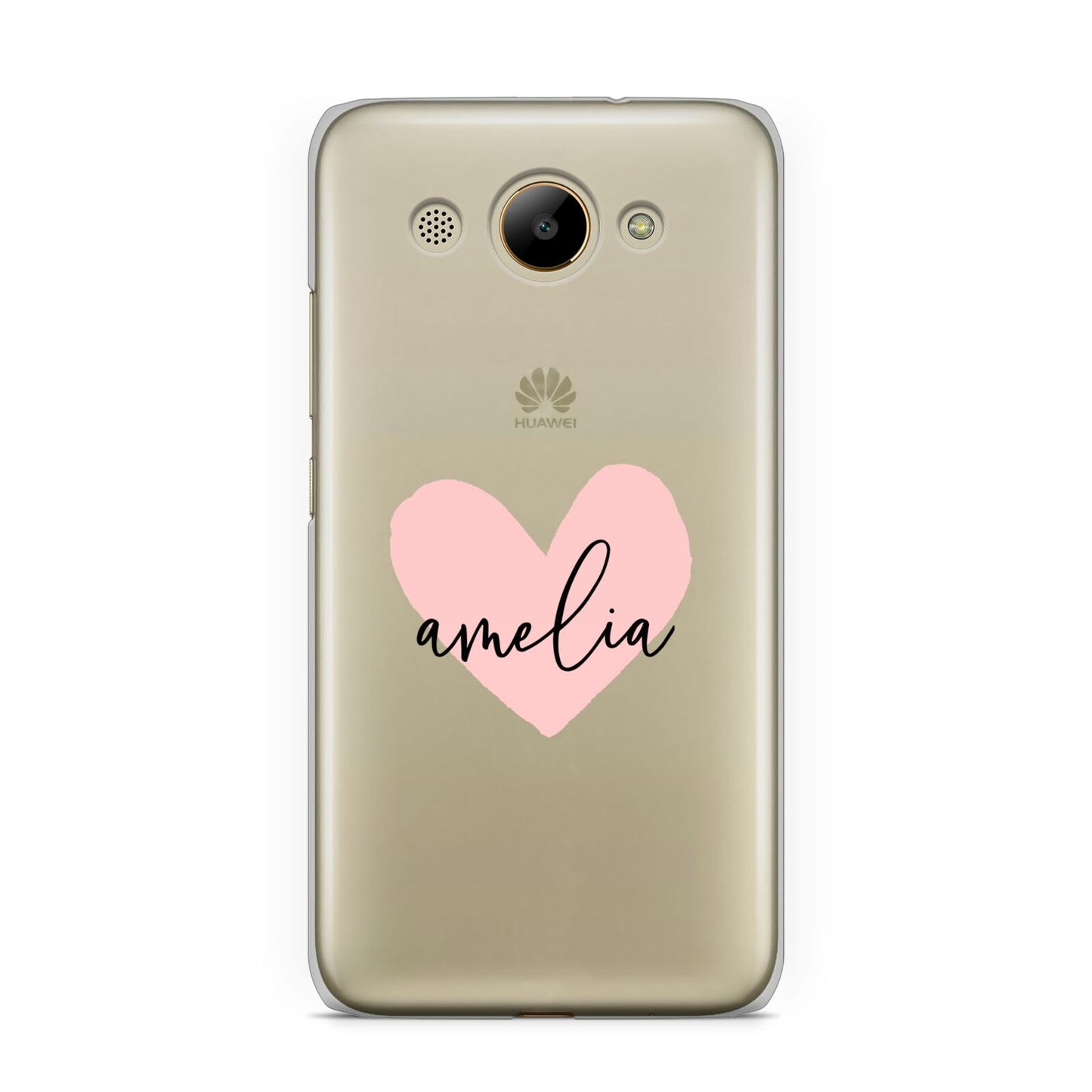 Pink Heart Sketch with Name Huawei Y3 2017