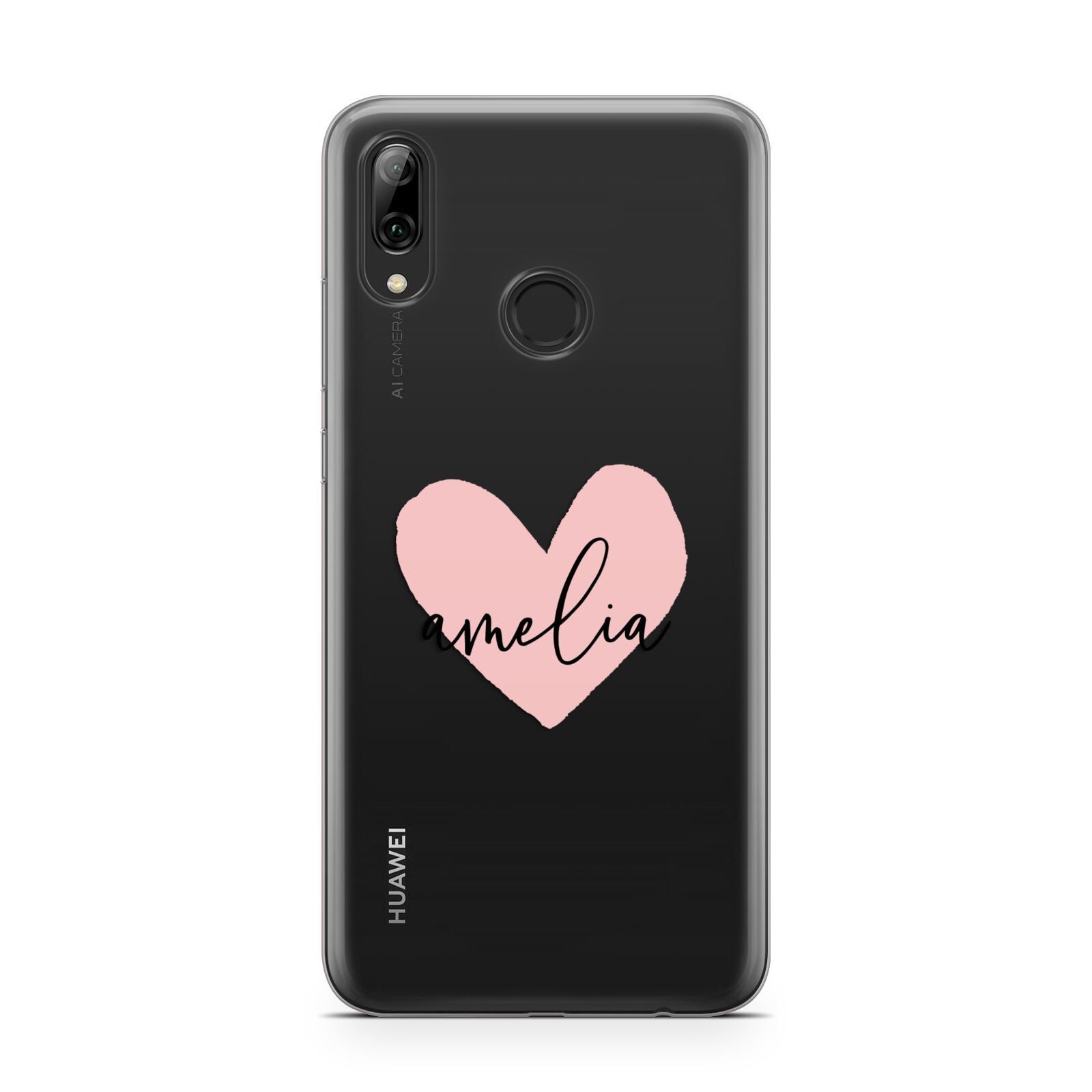 Pink Heart Sketch with Name Huawei Y7 2019