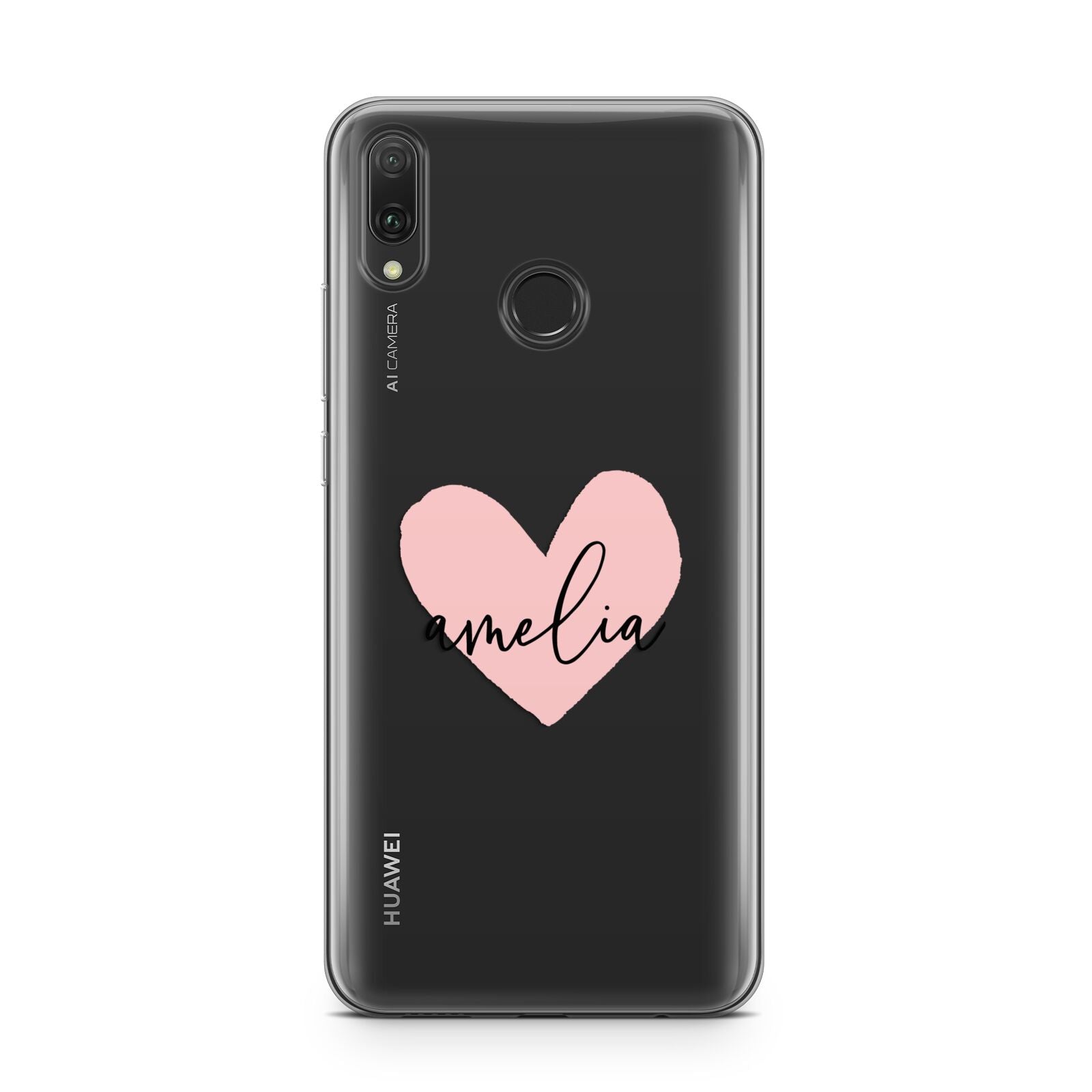 Pink Heart Sketch with Name Huawei Y9 2019