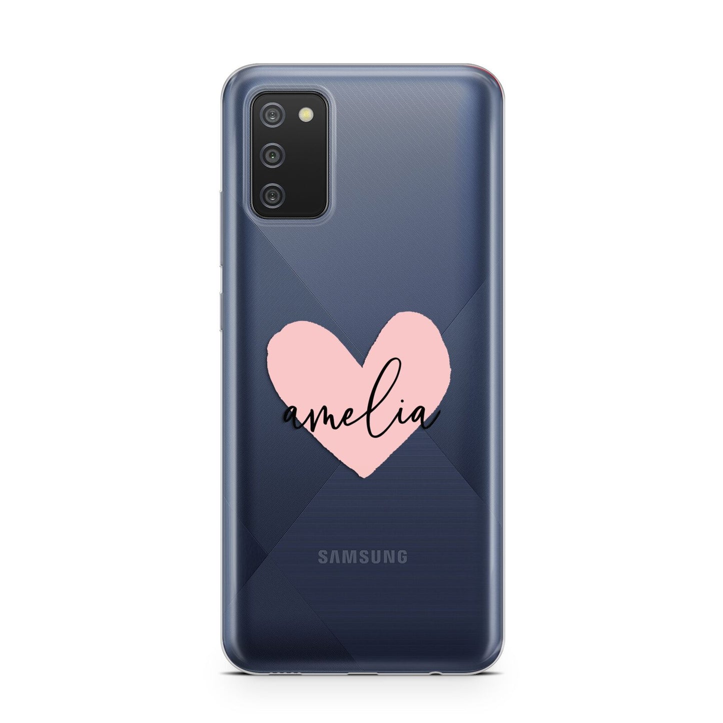 Pink Heart Sketch with Name Samsung A02s Case