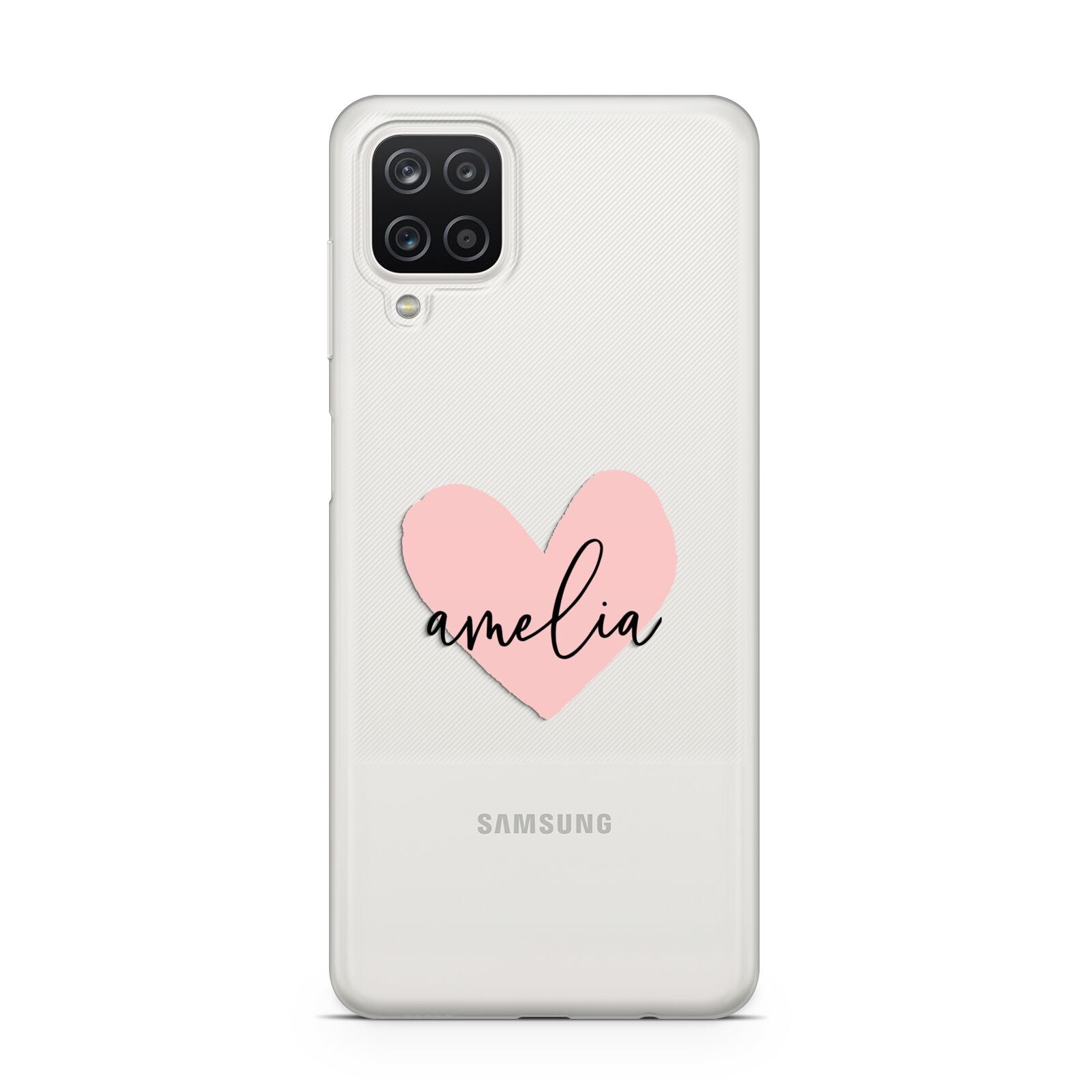 Pink Heart Sketch with Name Samsung A12 Case