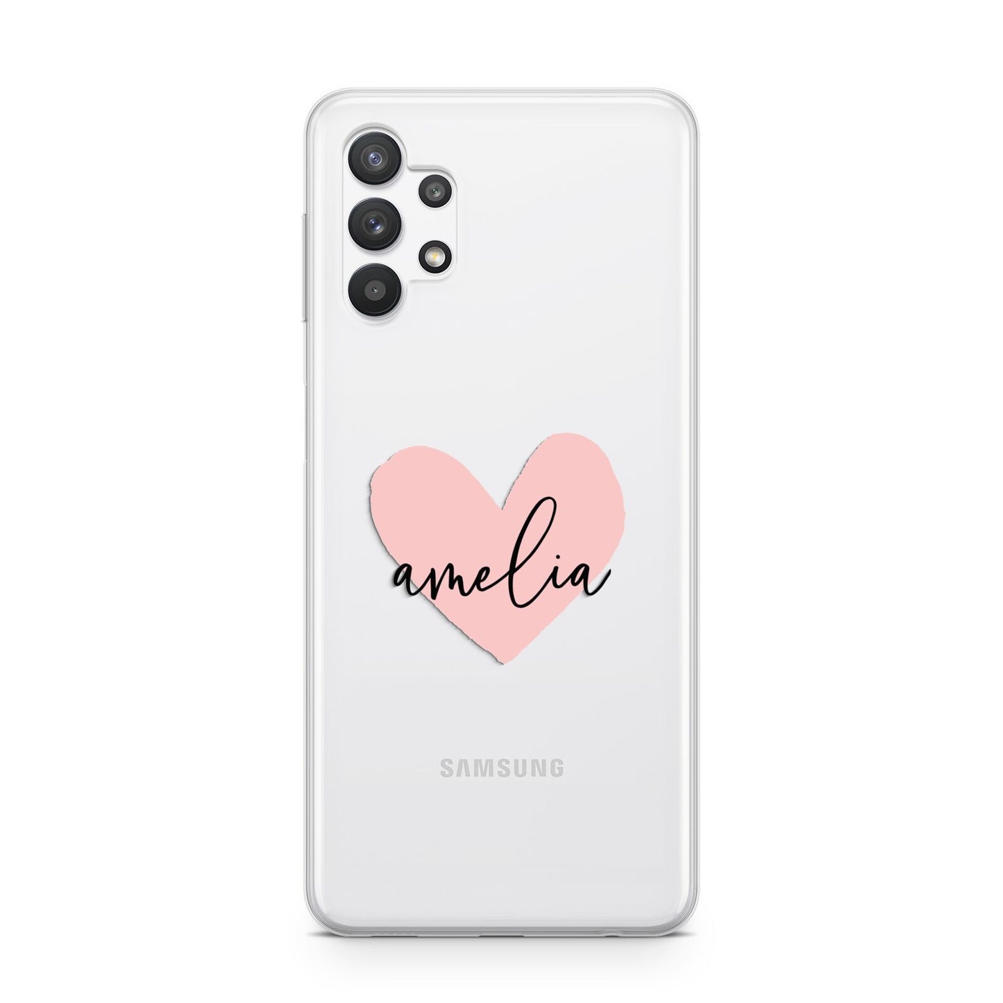 Pink Heart Sketch with Name Samsung A32 5G Case