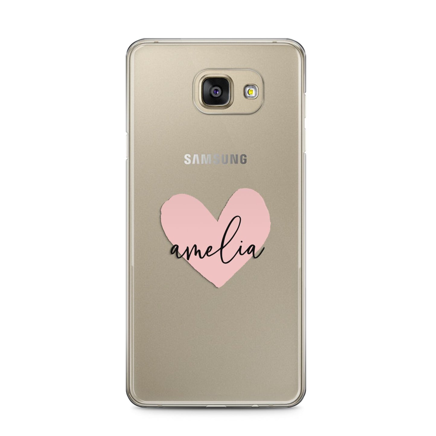 Pink Heart Sketch with Name Samsung Galaxy A5 2016 Case on gold phone