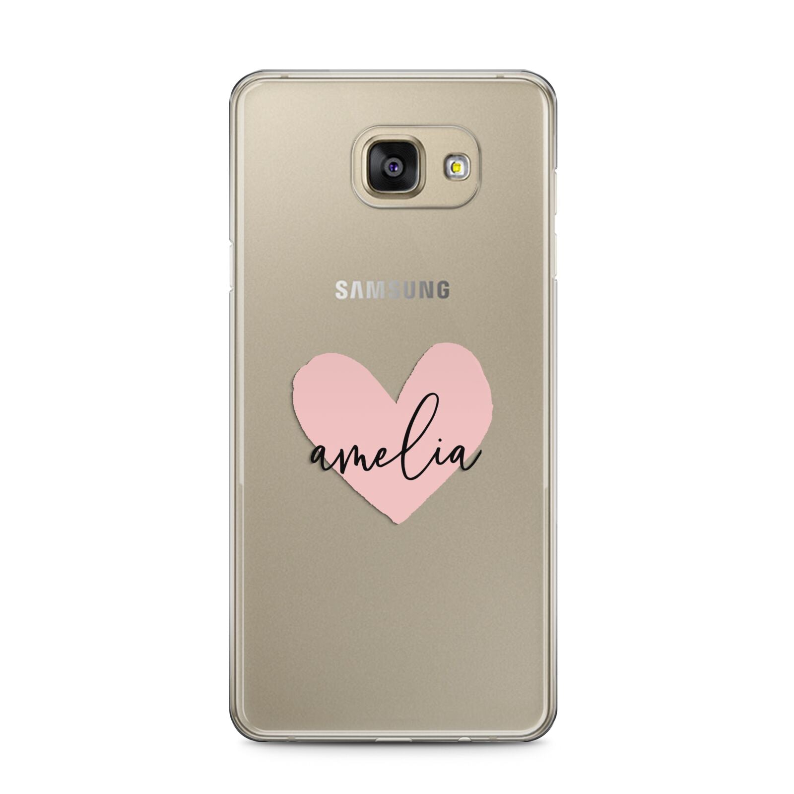 Pink Heart Sketch with Name Samsung Galaxy A5 2016 Case on gold phone