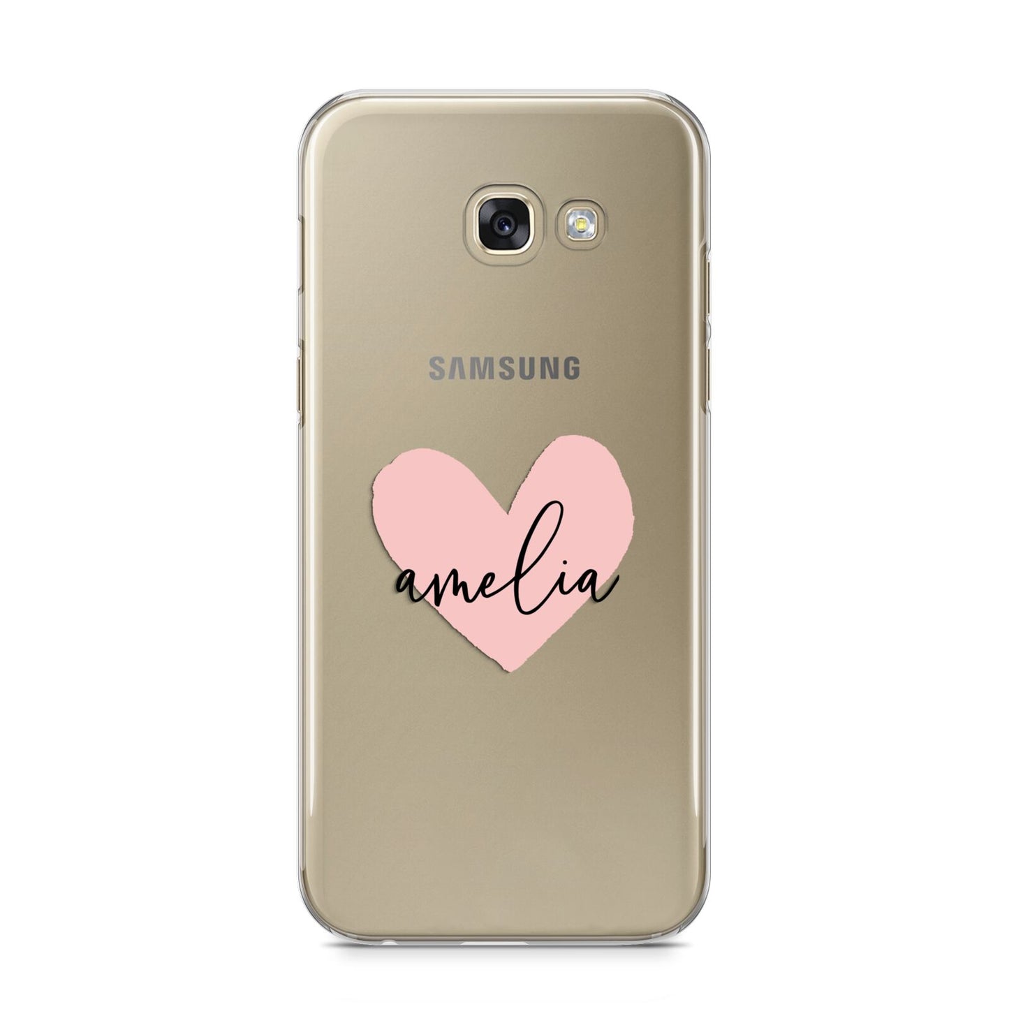 Pink Heart Sketch with Name Samsung Galaxy A5 2017 Case on gold phone