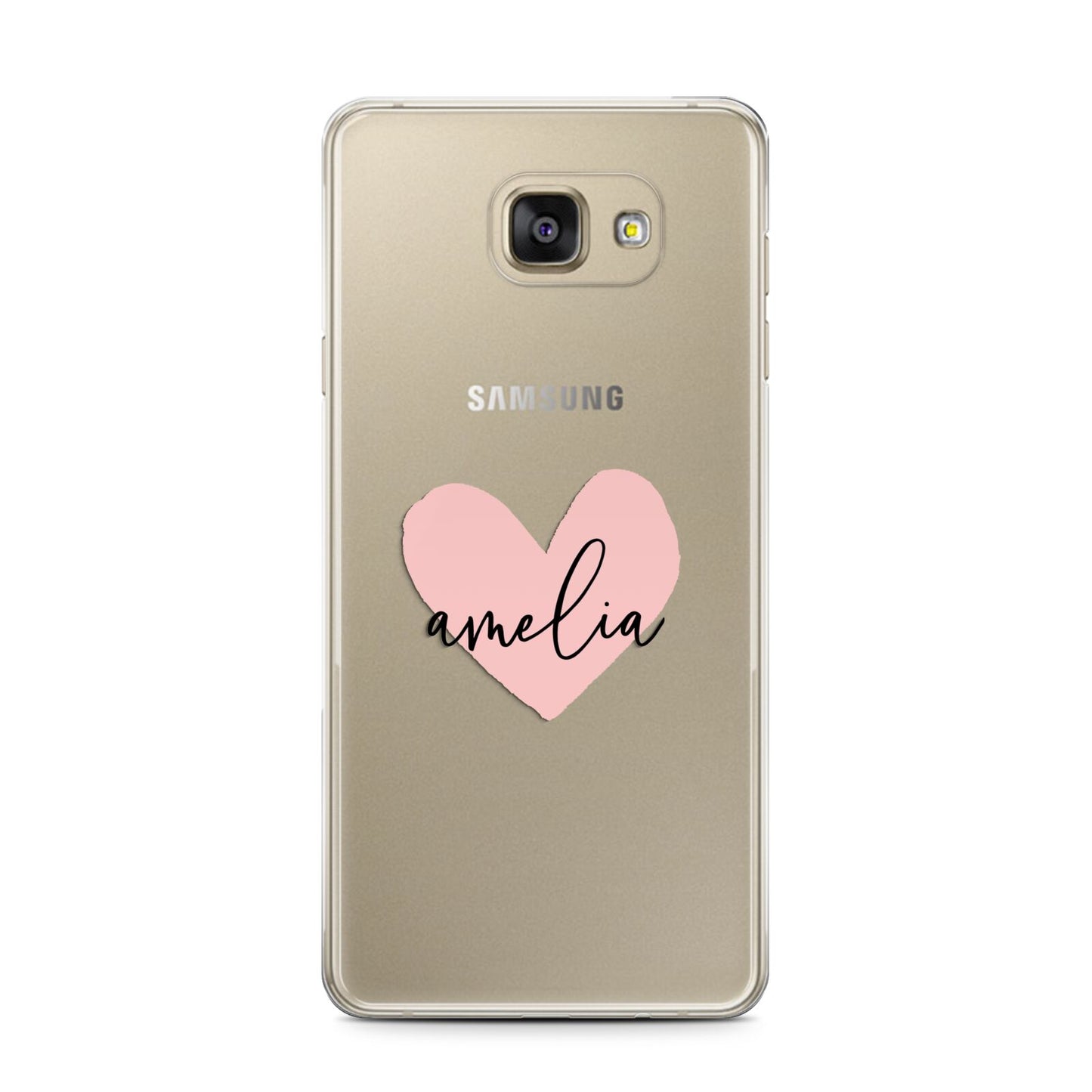 Pink Heart Sketch with Name Samsung Galaxy A7 2016 Case on gold phone