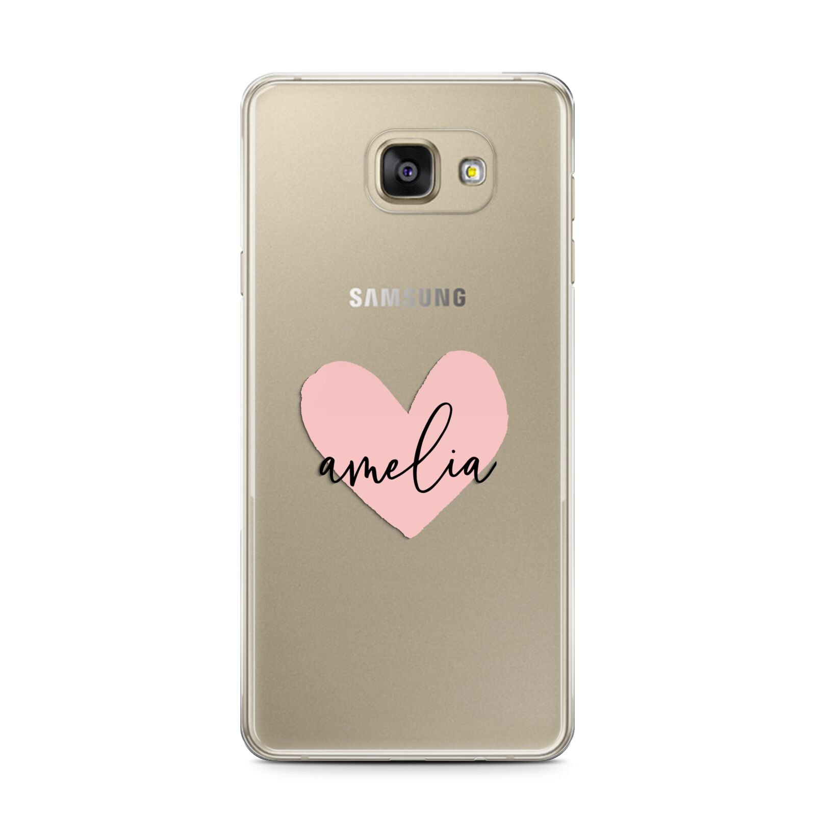 Pink Heart Sketch with Name Samsung Galaxy A7 2016 Case on gold phone