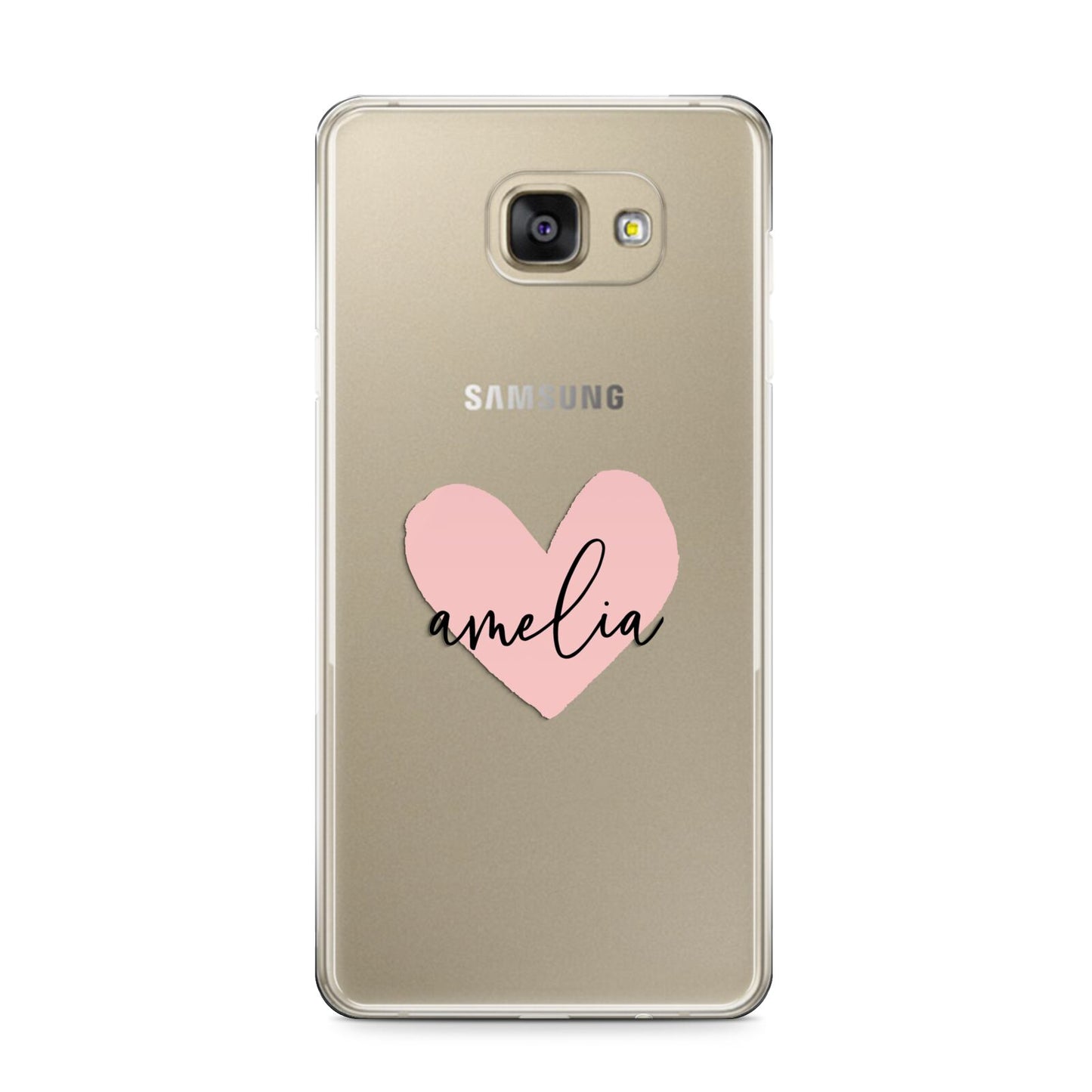 Pink Heart Sketch with Name Samsung Galaxy A9 2016 Case on gold phone