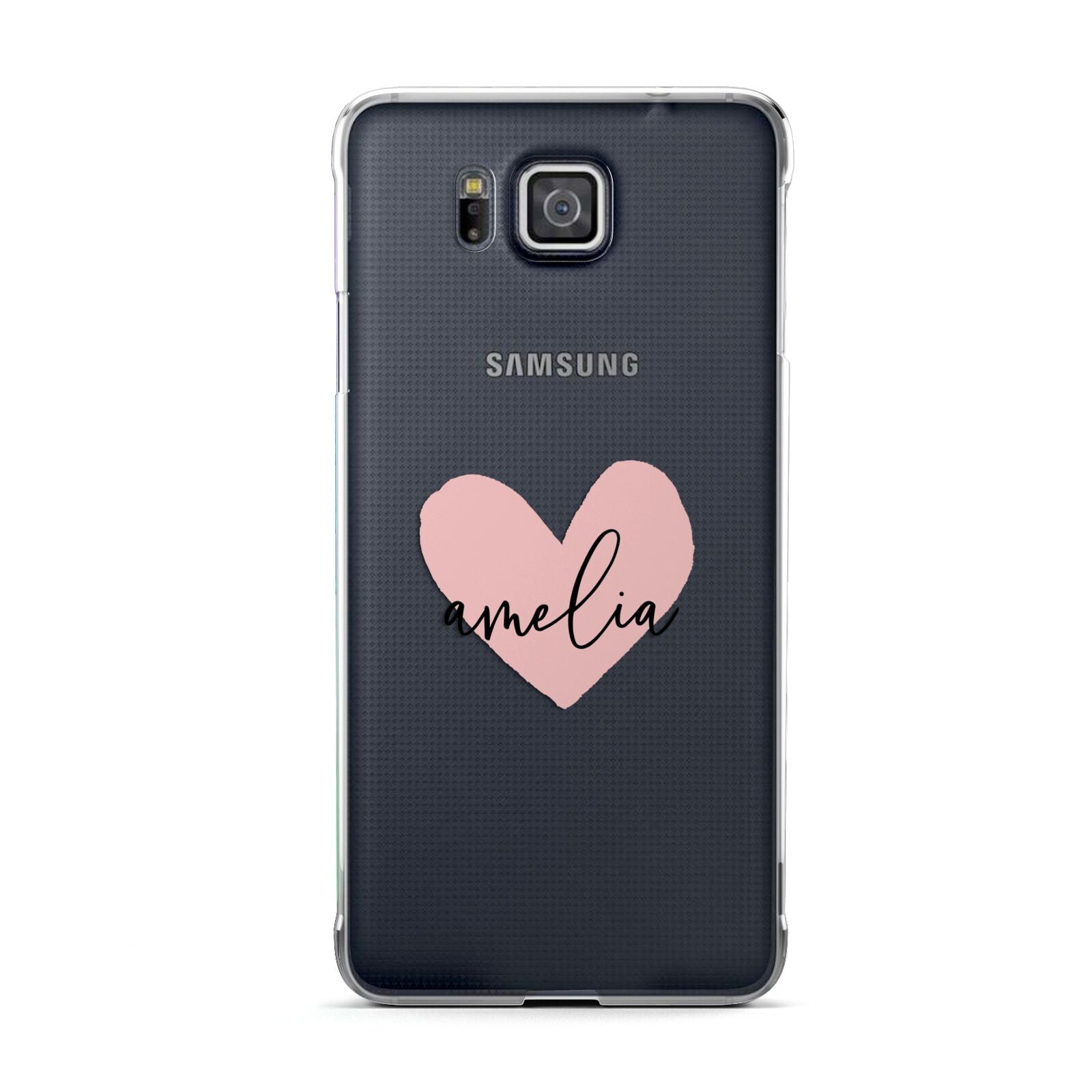 Pink Heart Sketch with Name Samsung Galaxy Alpha Case