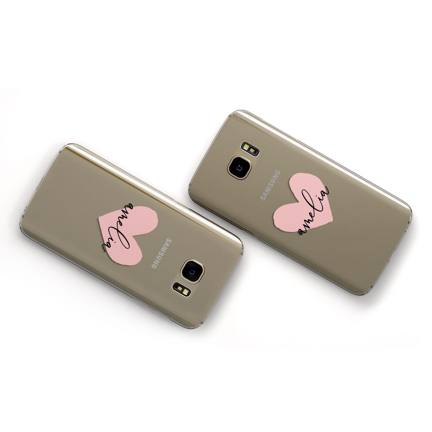 Pink Heart Sketch with Name Samsung Galaxy Case Flat Overview