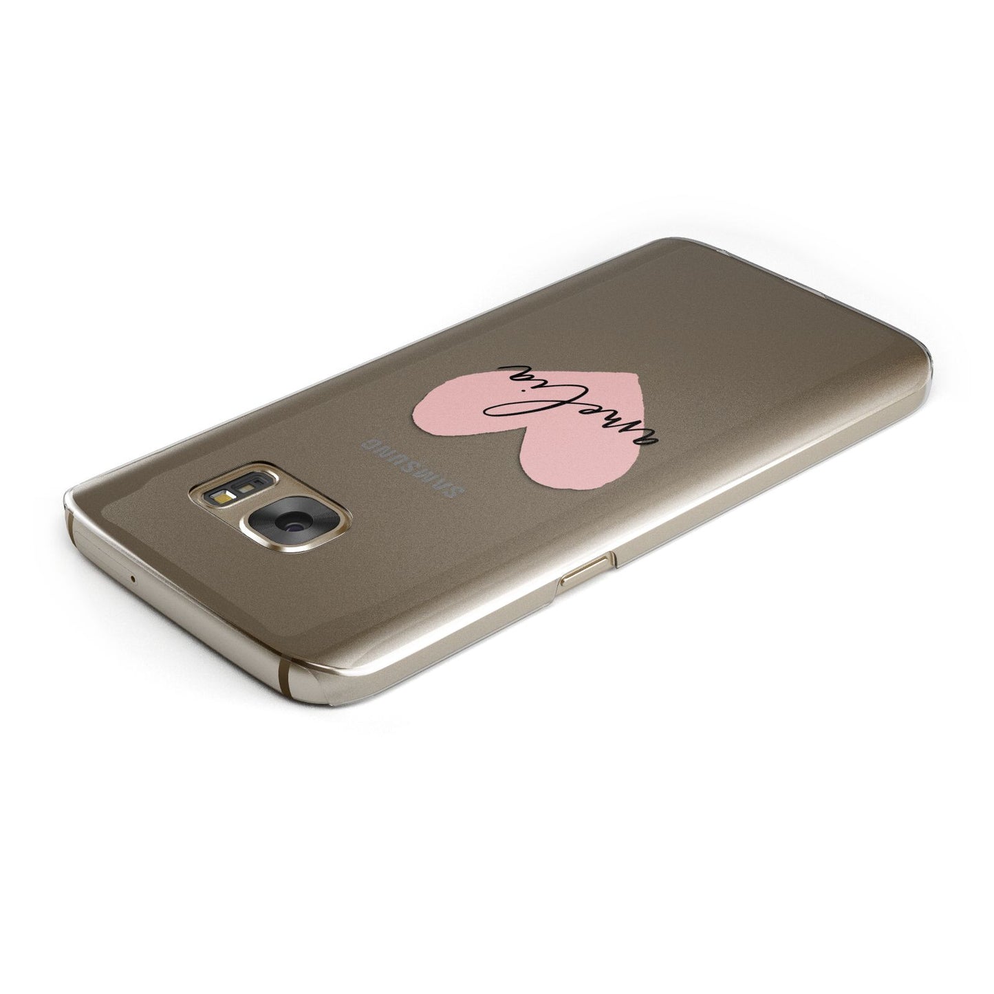 Pink Heart Sketch with Name Samsung Galaxy Case Top Cutout