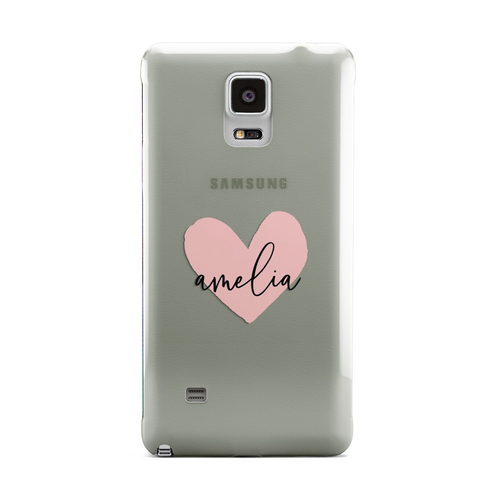 Pink Heart Sketch with Name Samsung Galaxy Note 4 Case