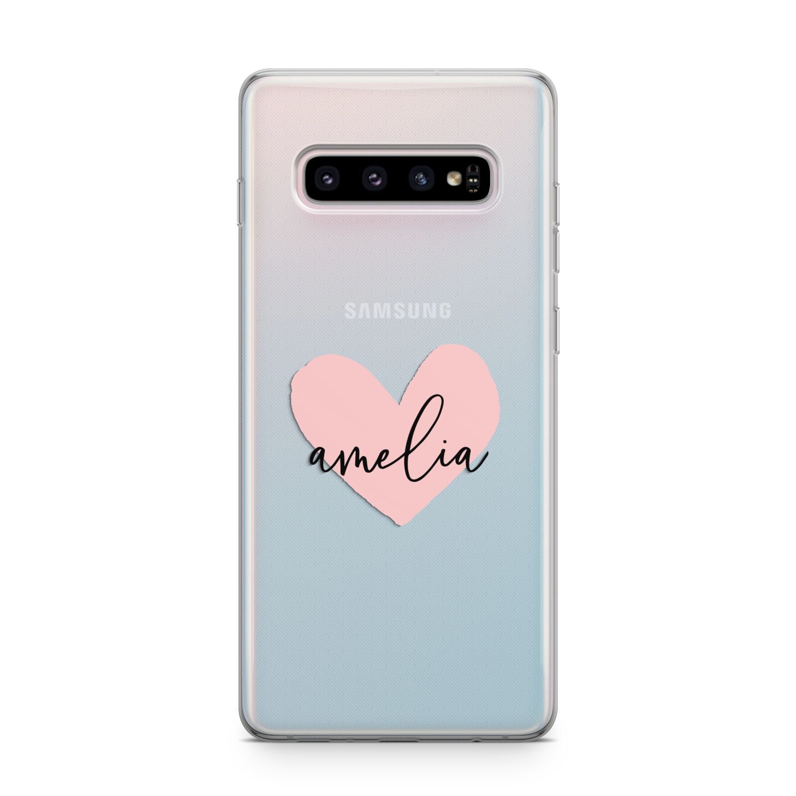 Pink Heart Sketch with Name Samsung Galaxy S10 Plus Case