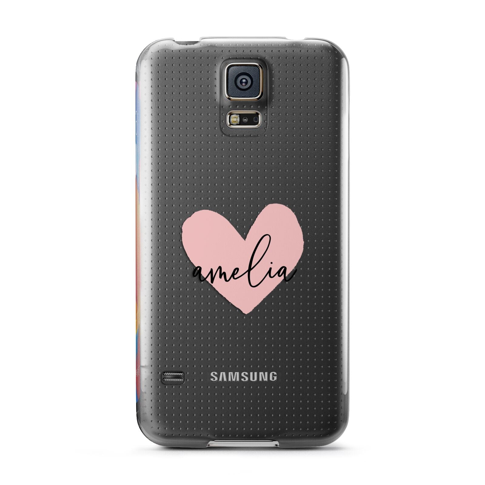 Pink Heart Sketch with Name Samsung Galaxy S5 Case