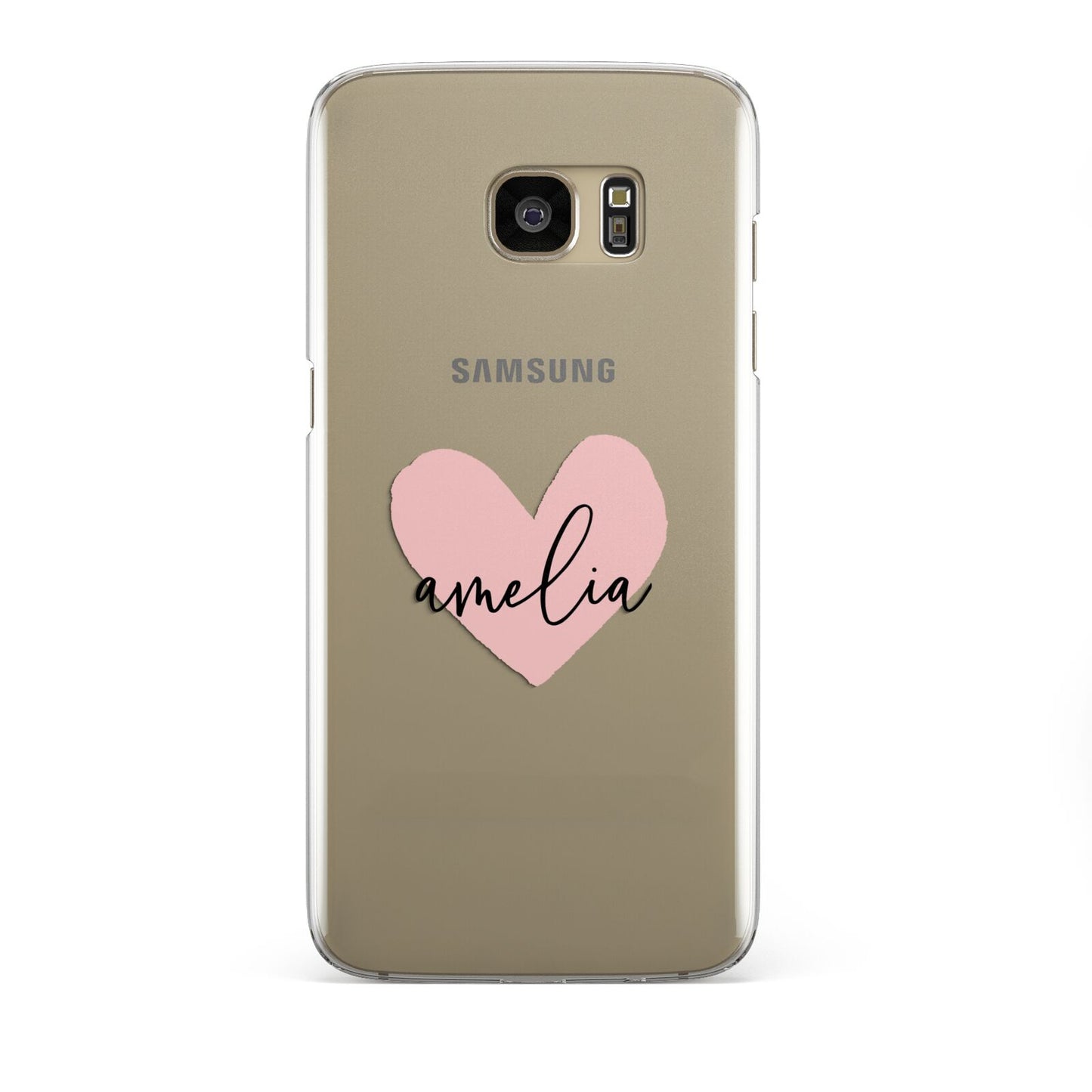 Pink Heart Sketch with Name Samsung Galaxy S7 Edge Case