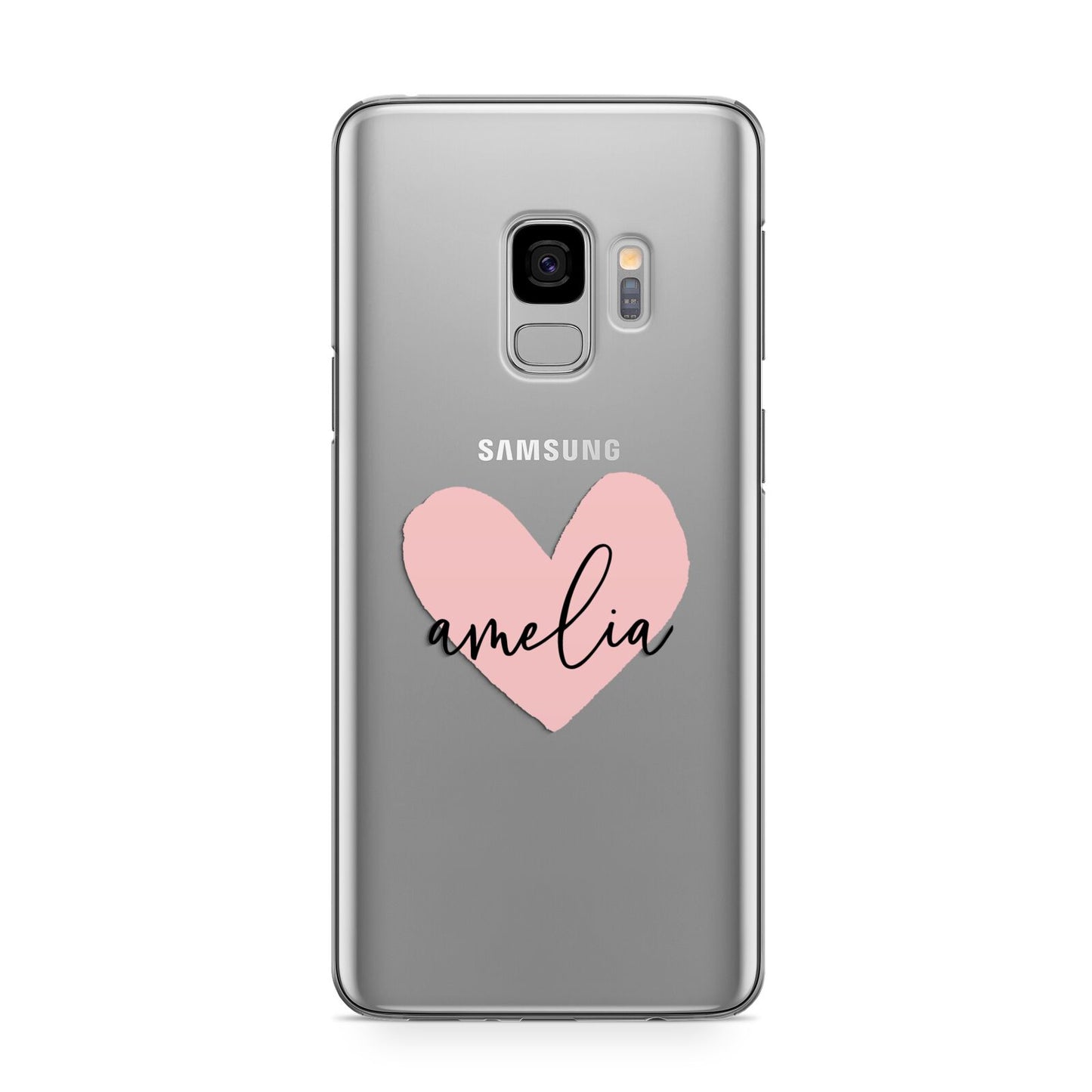 Pink Heart Sketch with Name Samsung Galaxy S9 Case