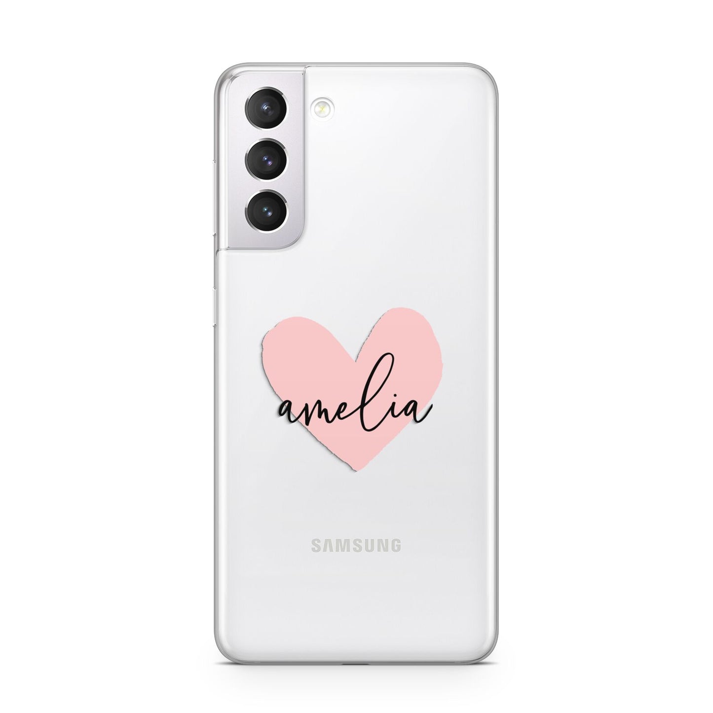 Pink Heart Sketch with Name Samsung S21 Case