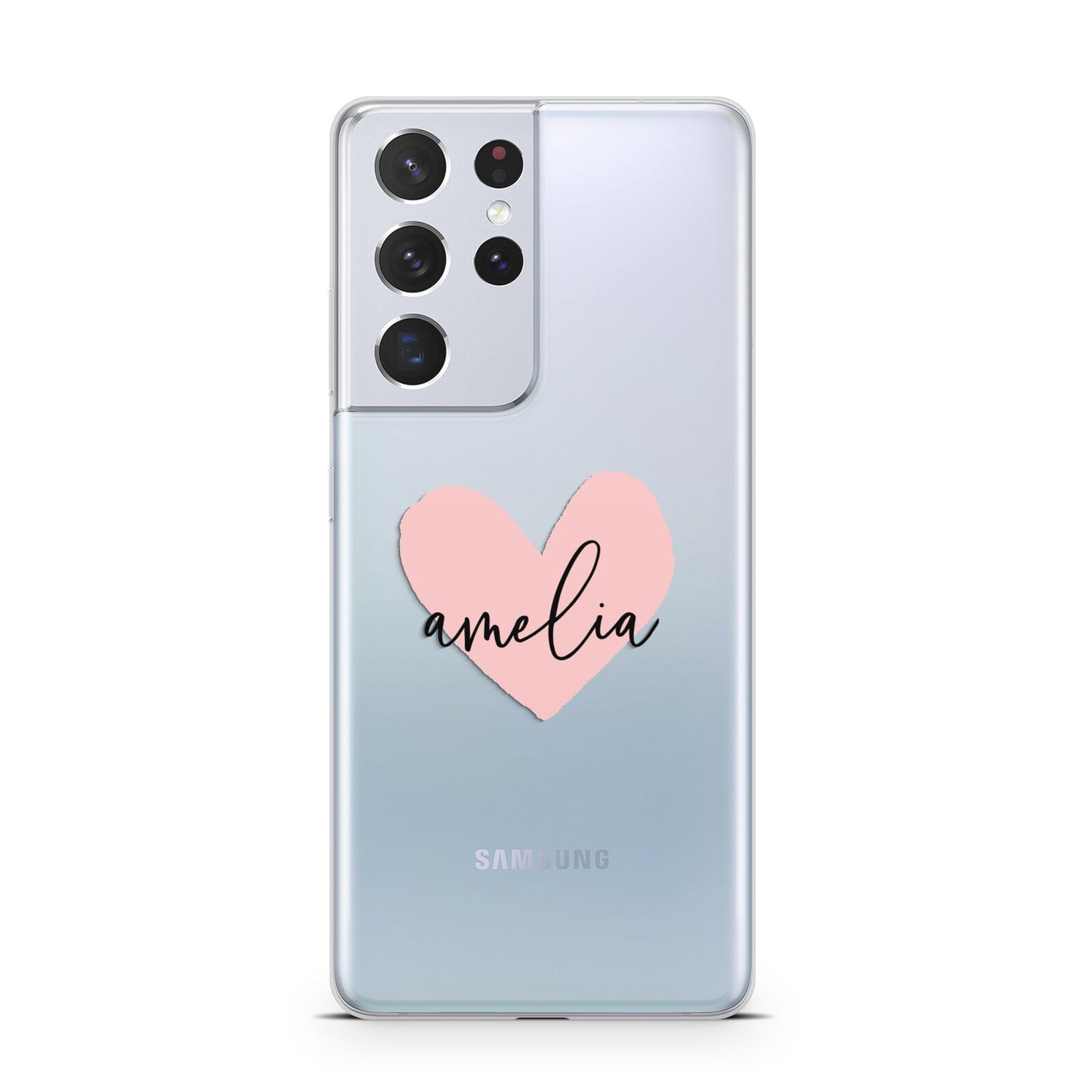 Pink Heart Sketch with Name Samsung S21 Ultra Case