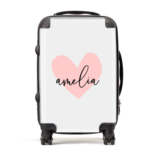 Pink Heart Sketch with Name Suitcase