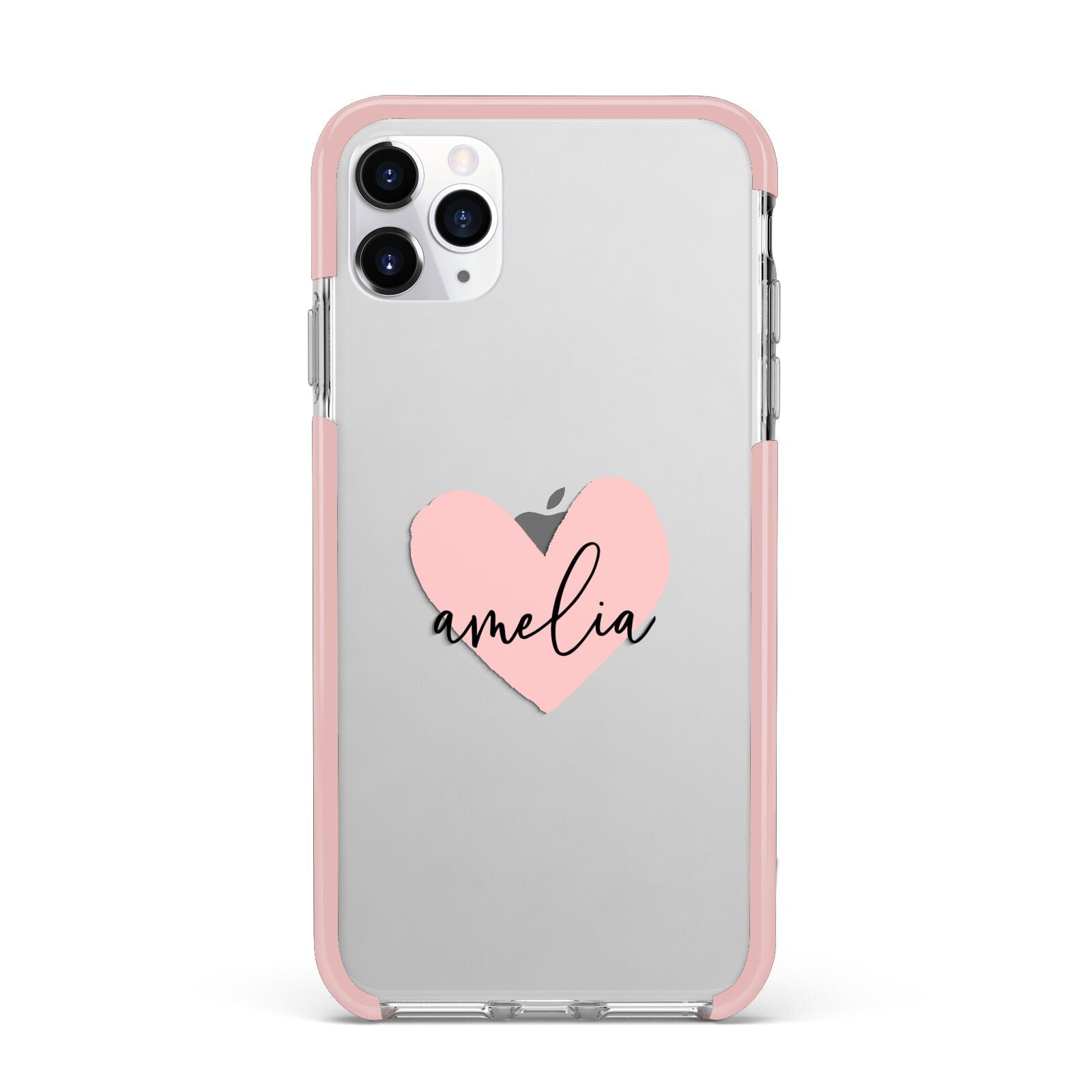 Pink Heart Sketch with Name iPhone 11 Pro Max Impact Pink Edge Case