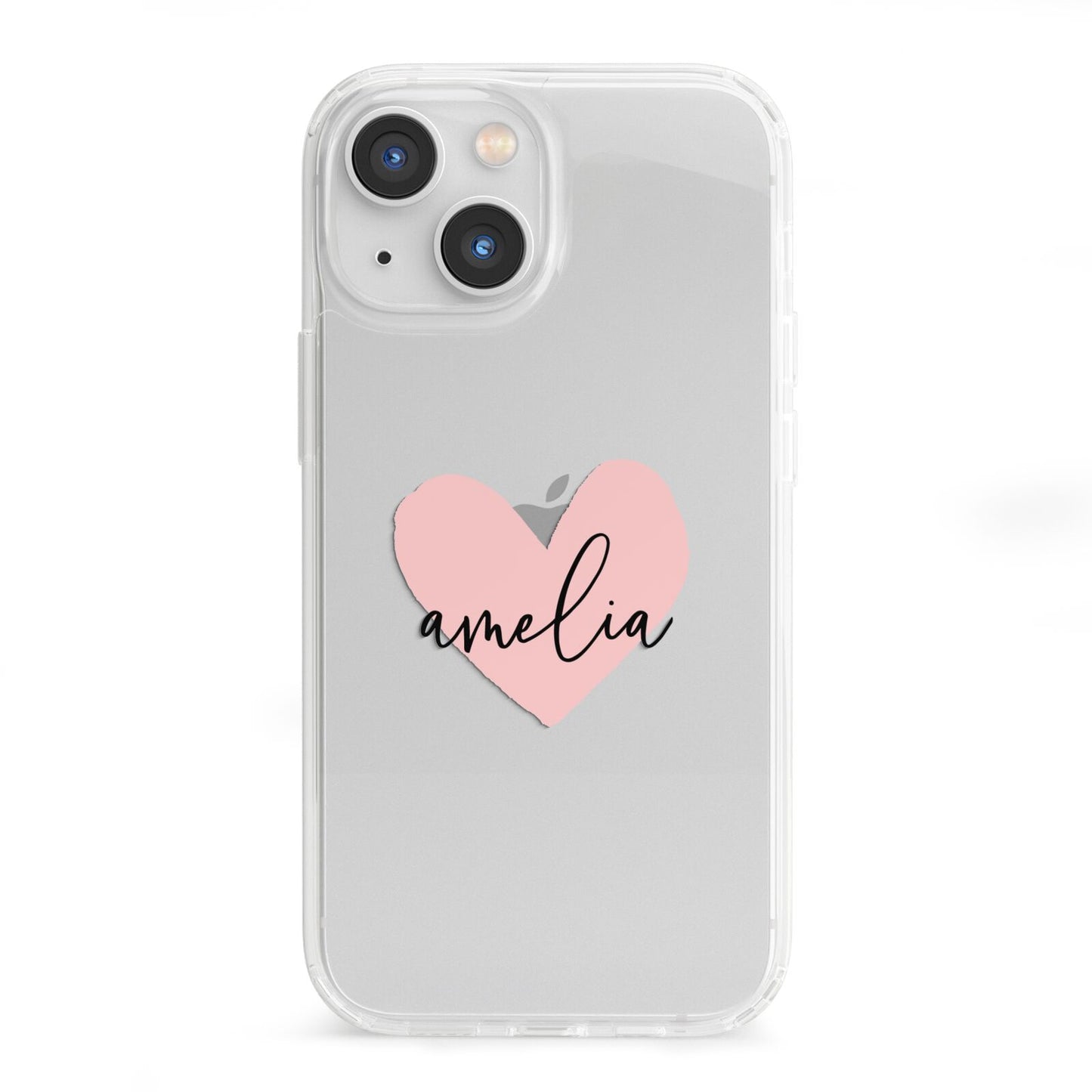 Pink Heart Sketch with Name iPhone 13 Mini Clear Bumper Case