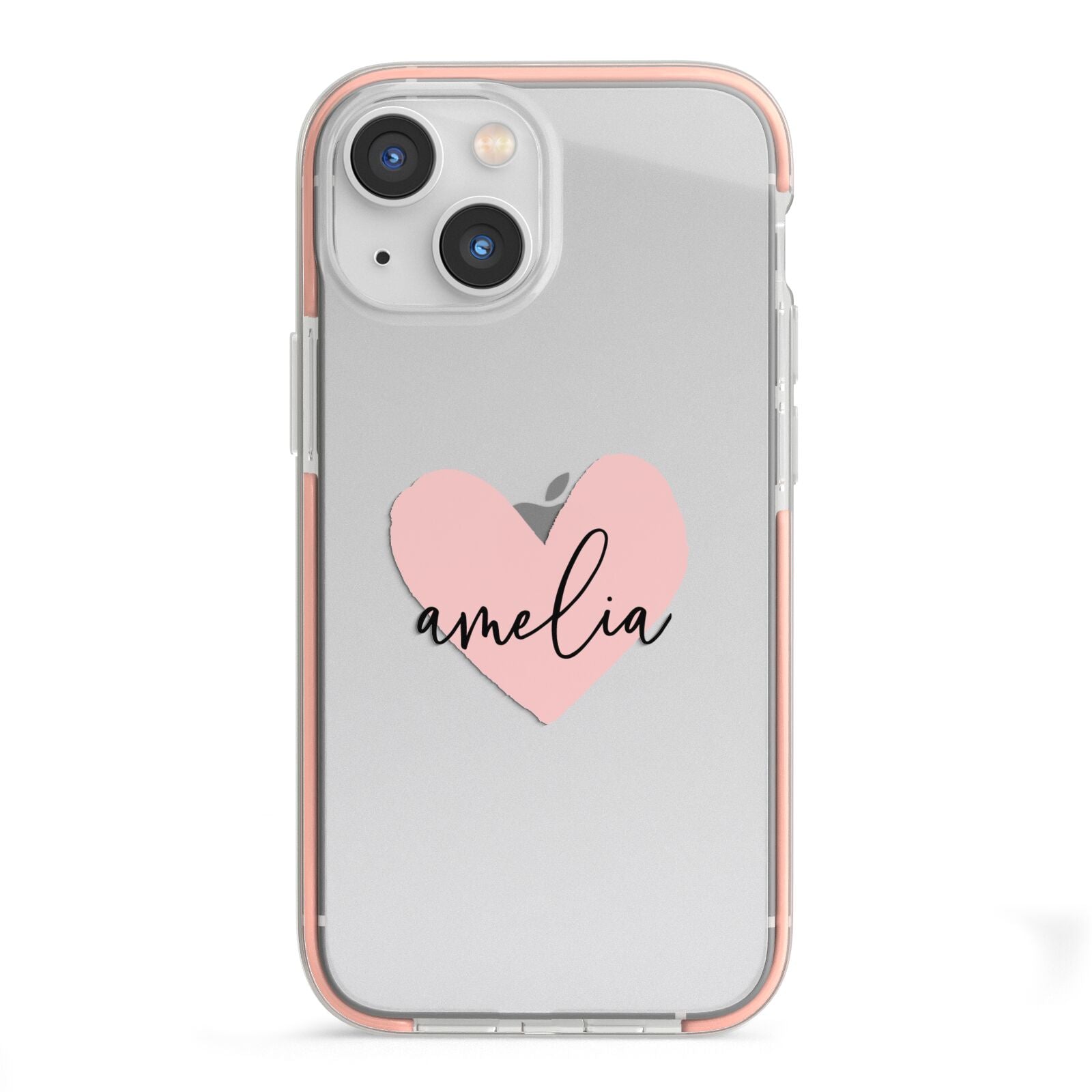 Pink Heart Sketch with Name iPhone 13 Mini TPU Impact Case with Pink Edges