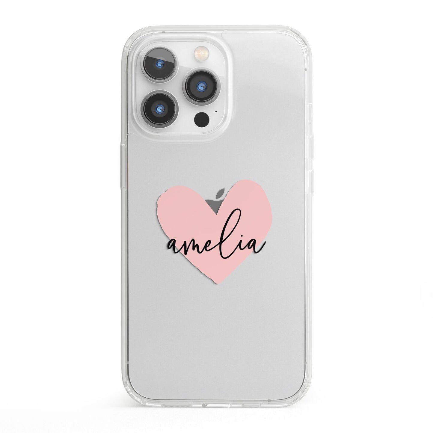 Pink Heart Sketch with Name iPhone 13 Pro Clear Bumper Case