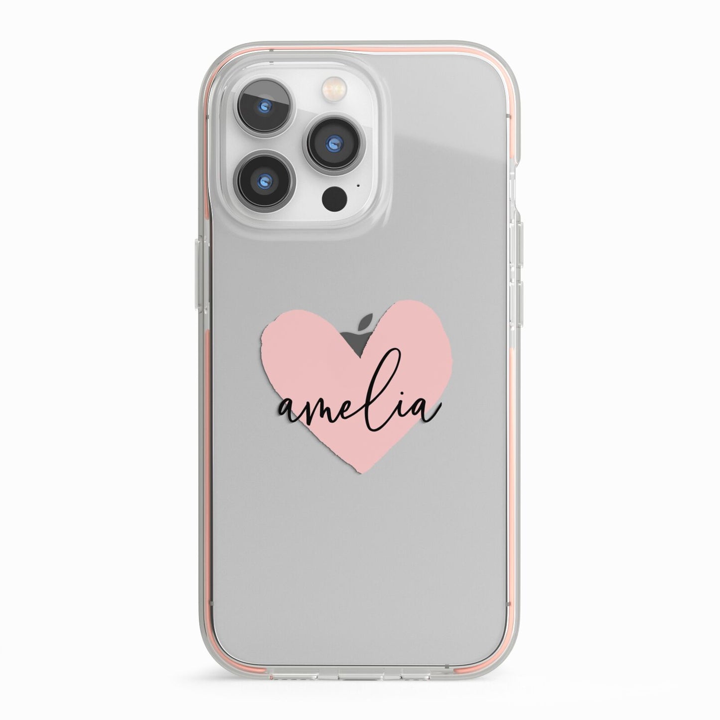 Pink Heart Sketch with Name iPhone 13 Pro TPU Impact Case with Pink Edges