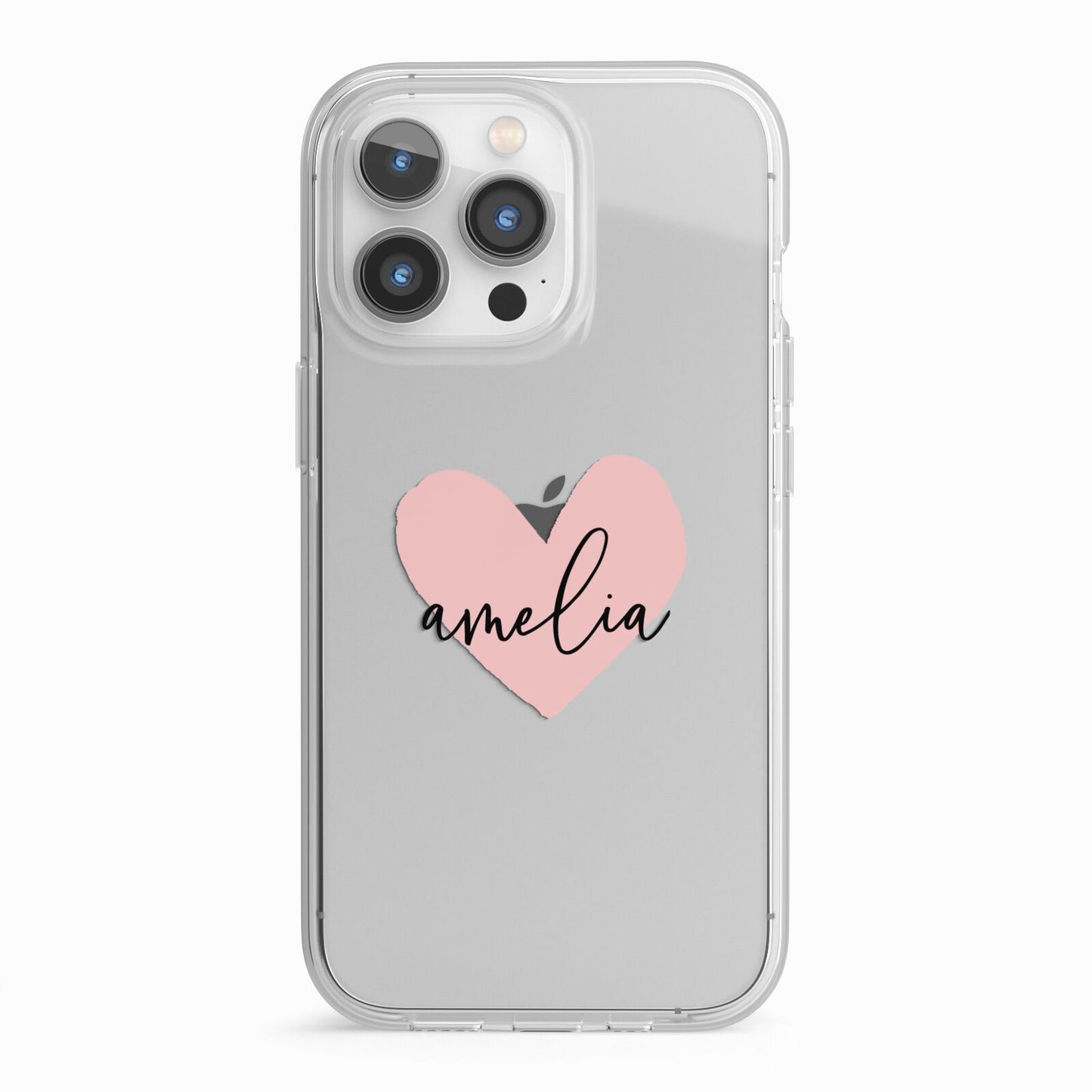 Pink Heart Sketch with Name iPhone 13 Pro TPU Impact Case with White Edges