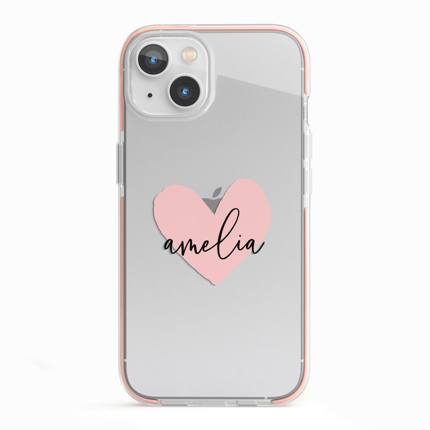 Pink Heart Sketch with Name iPhone 13 TPU Impact Case with Pink Edges